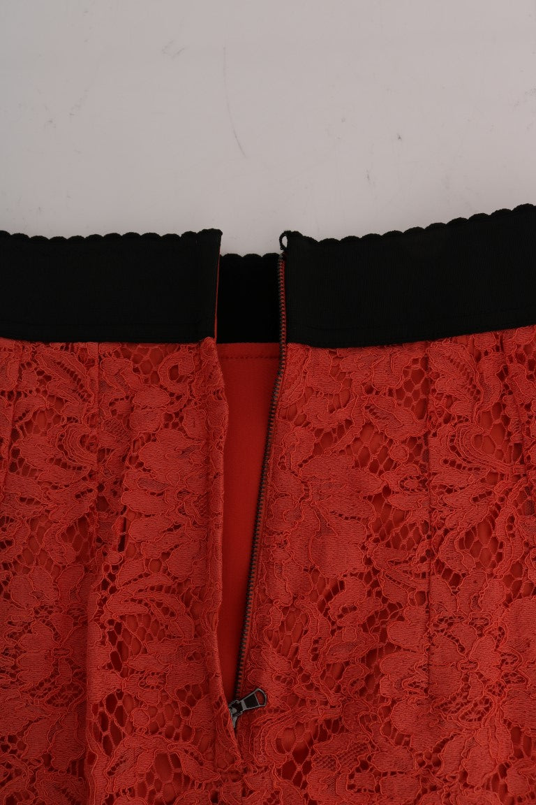 Dolce & Gabbana Jupe crayon en dentelle macramé orange