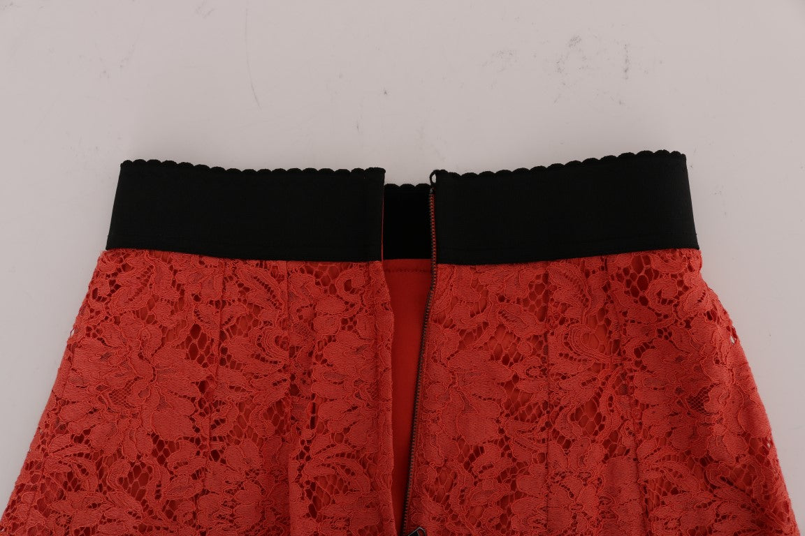 Dolce & Gabbana Jupe crayon en dentelle macramé orange