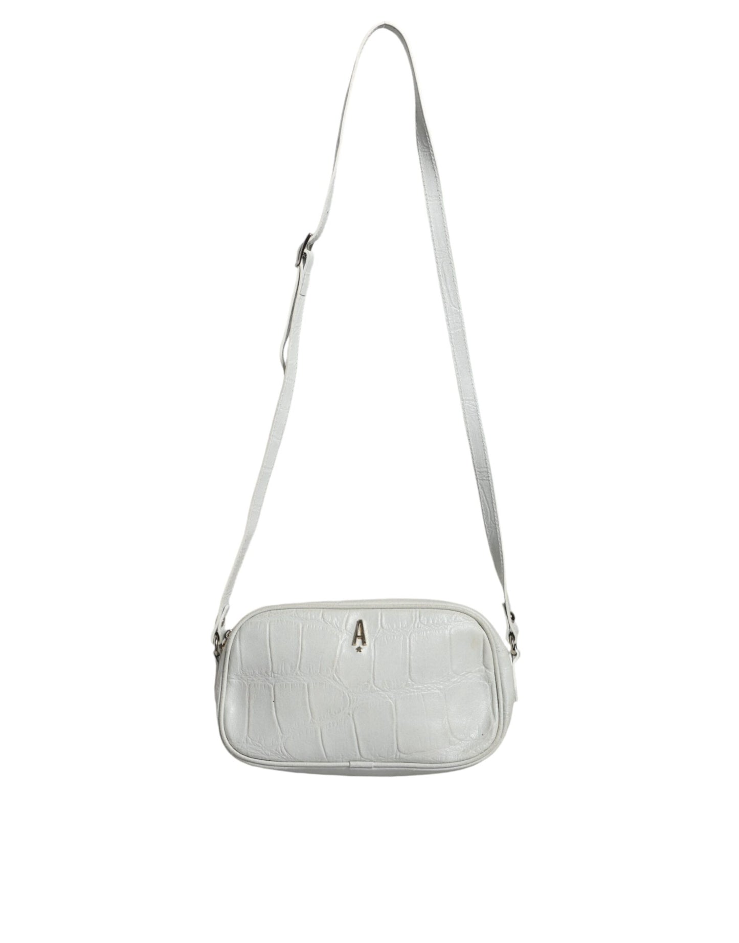 Sac bandoulière en cuir imprimé crocodile blanc Aniye By