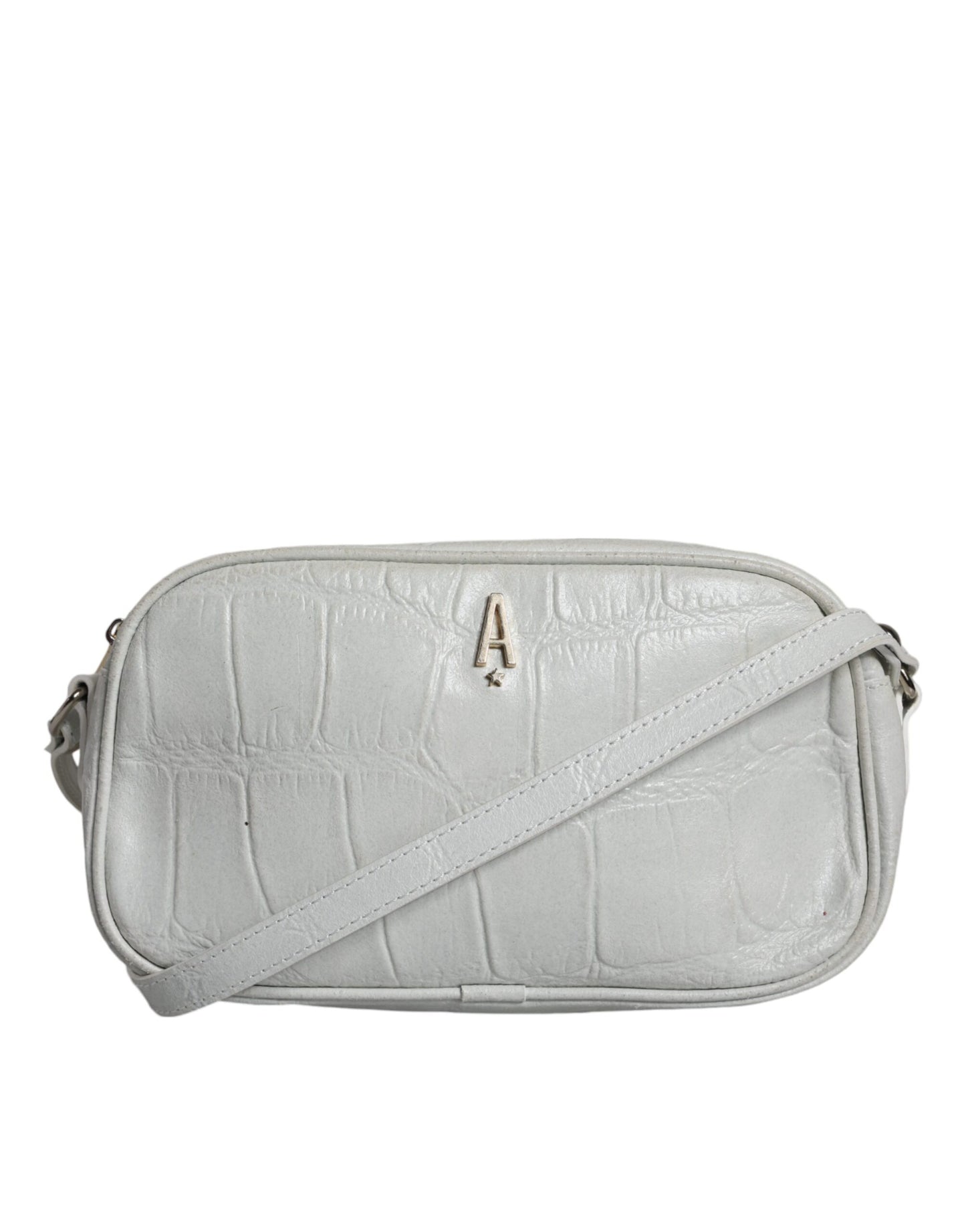 Sac bandoulière en cuir imprimé crocodile blanc Aniye By