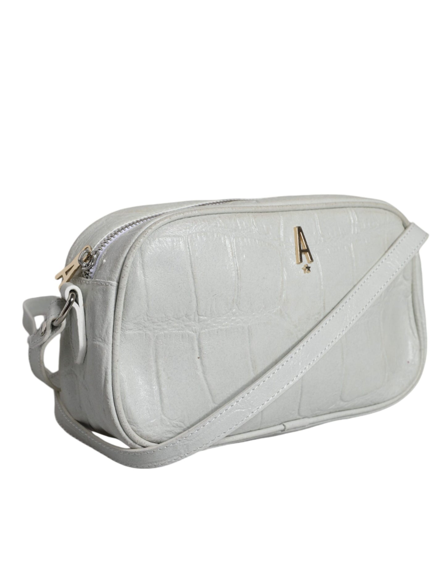 Sac bandoulière en cuir imprimé crocodile blanc Aniye By