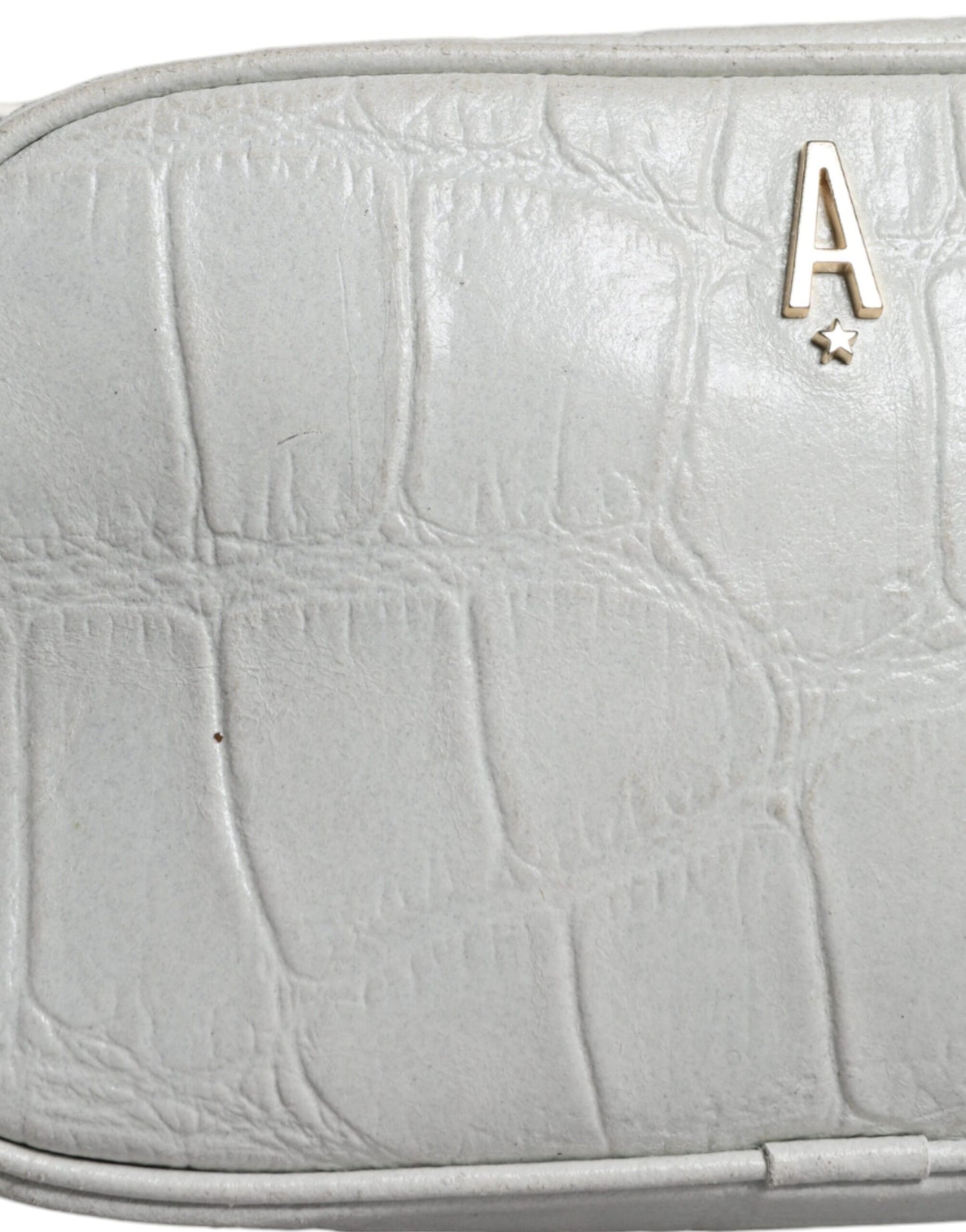 Sac bandoulière en cuir imprimé crocodile blanc Aniye By