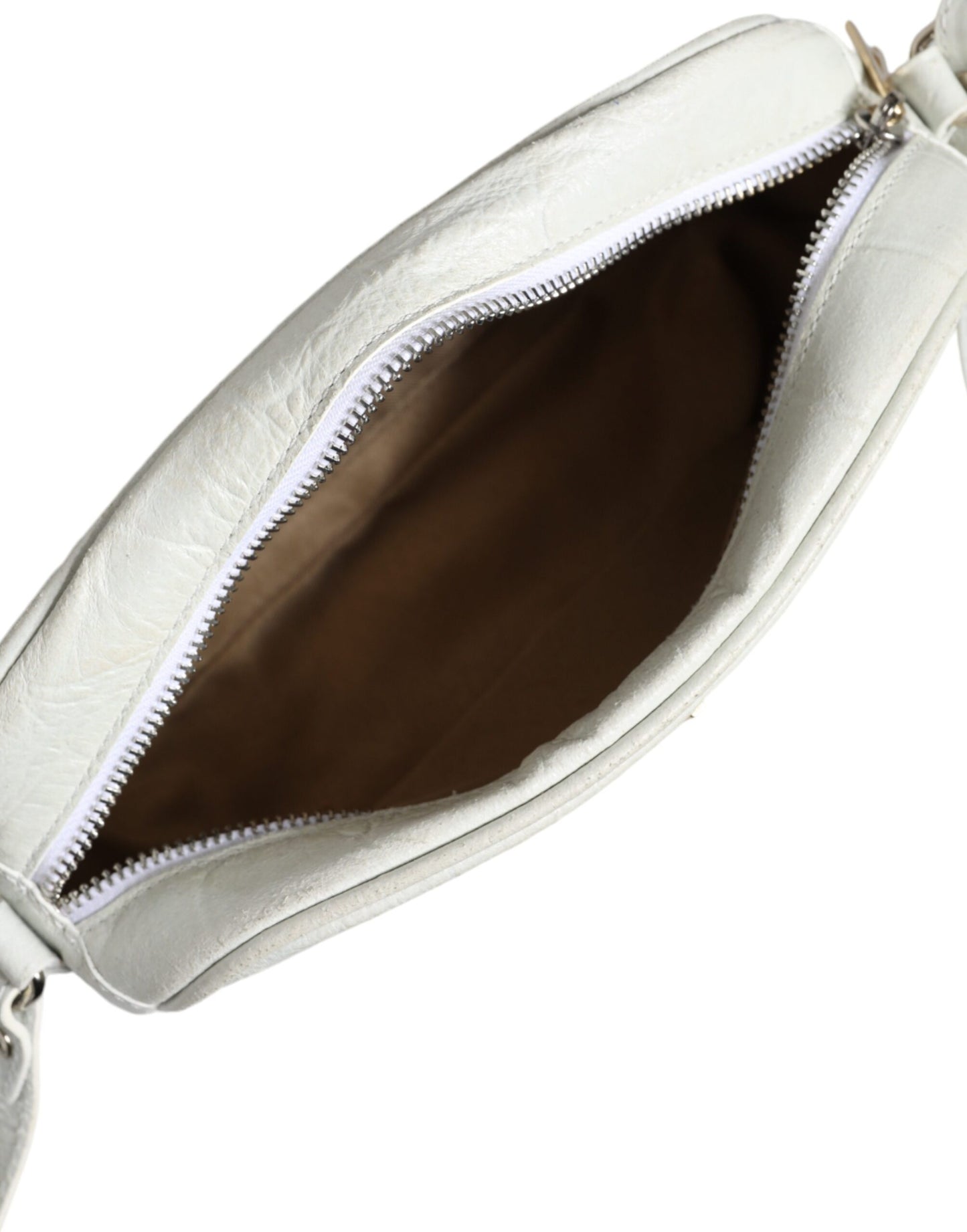 Sac bandoulière en cuir imprimé crocodile blanc Aniye By