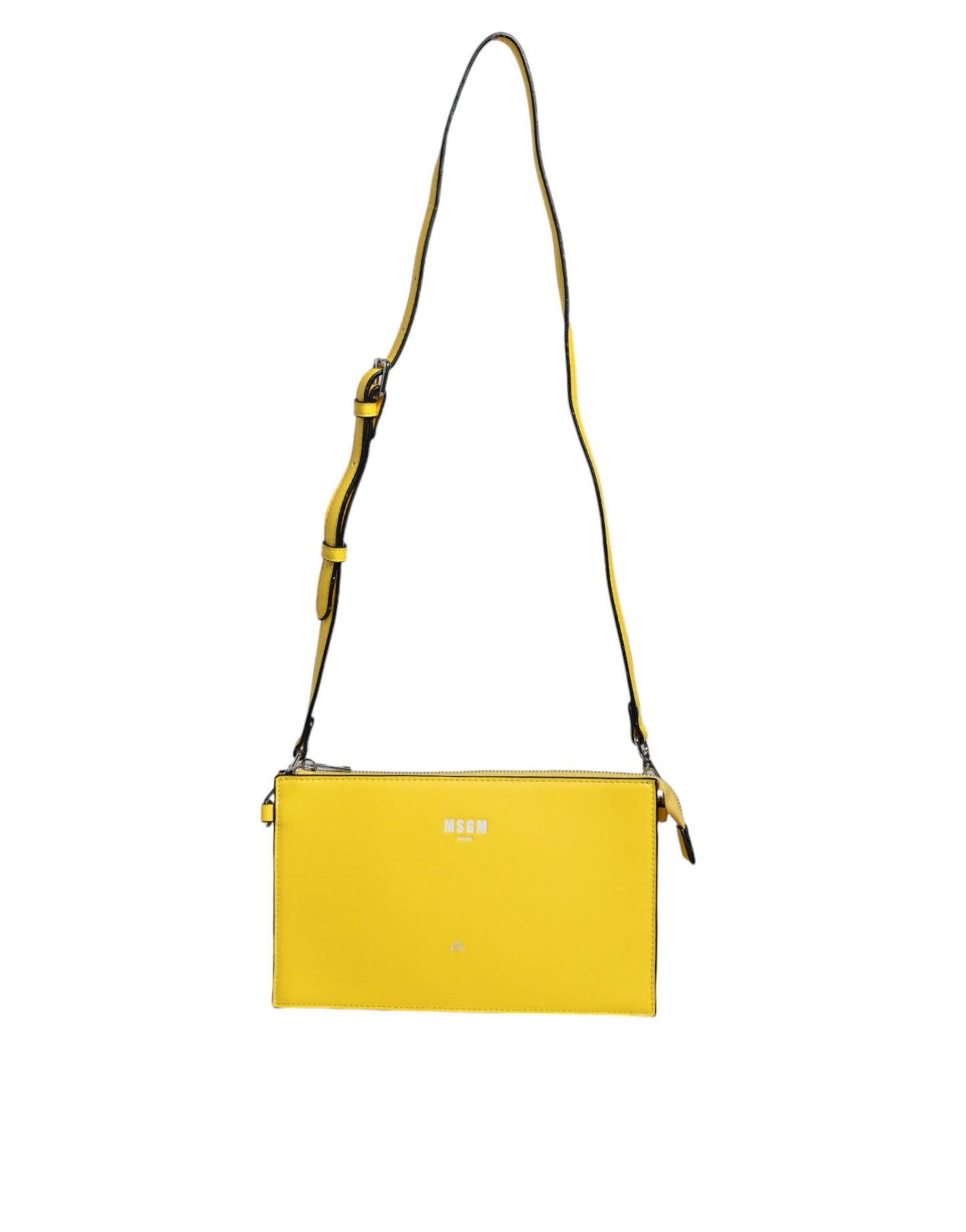 Sac à bandoulière en cuir jaune avec logo MSGM