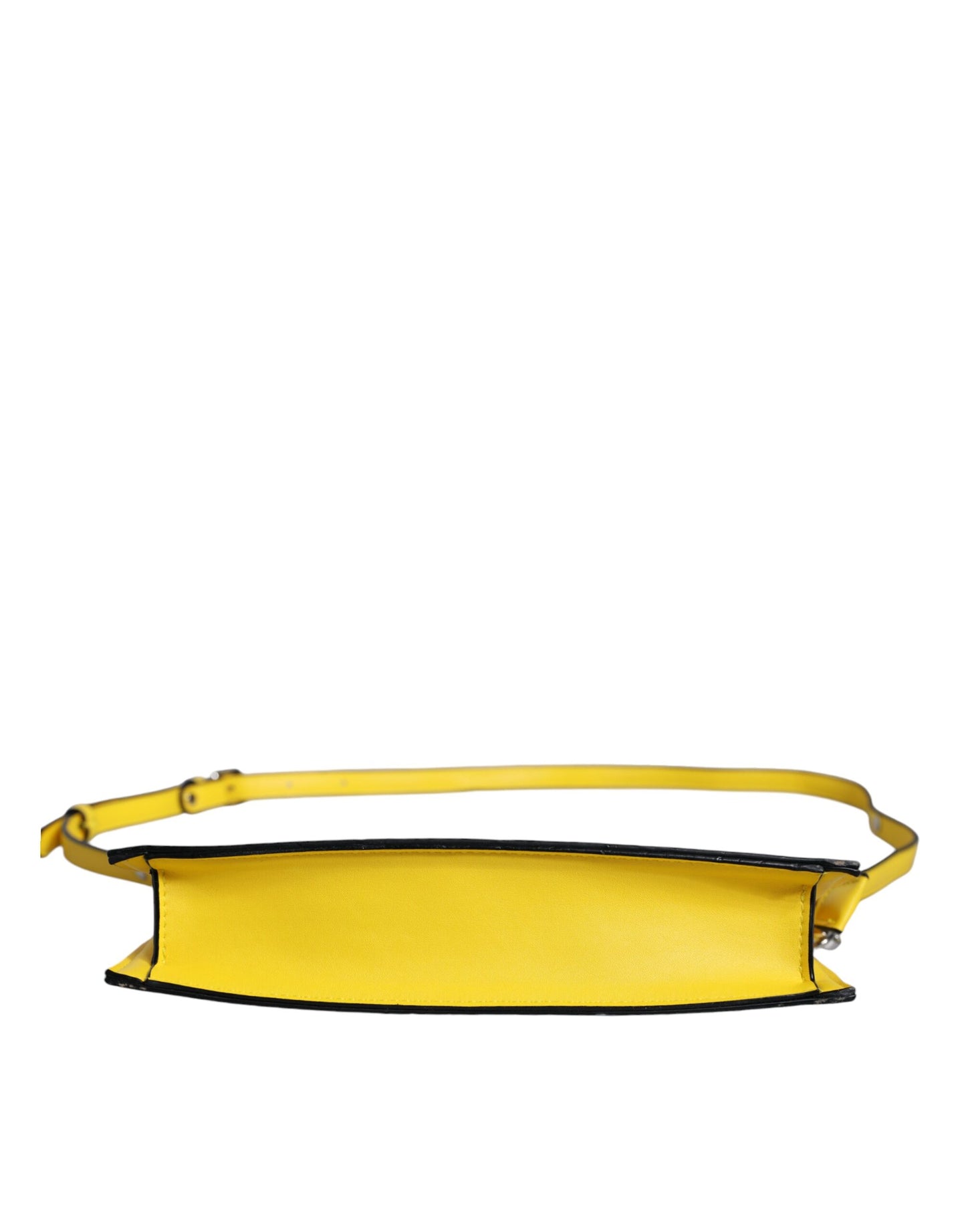 Sac à bandoulière en cuir jaune avec logo MSGM