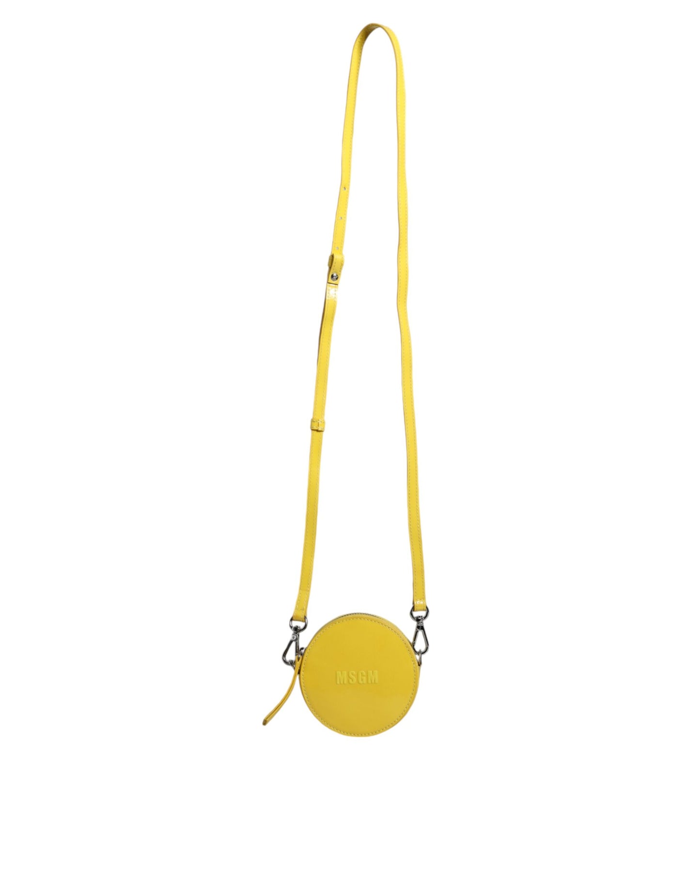Sac à bandoulière rond en cuir jaune MSGM avec logo