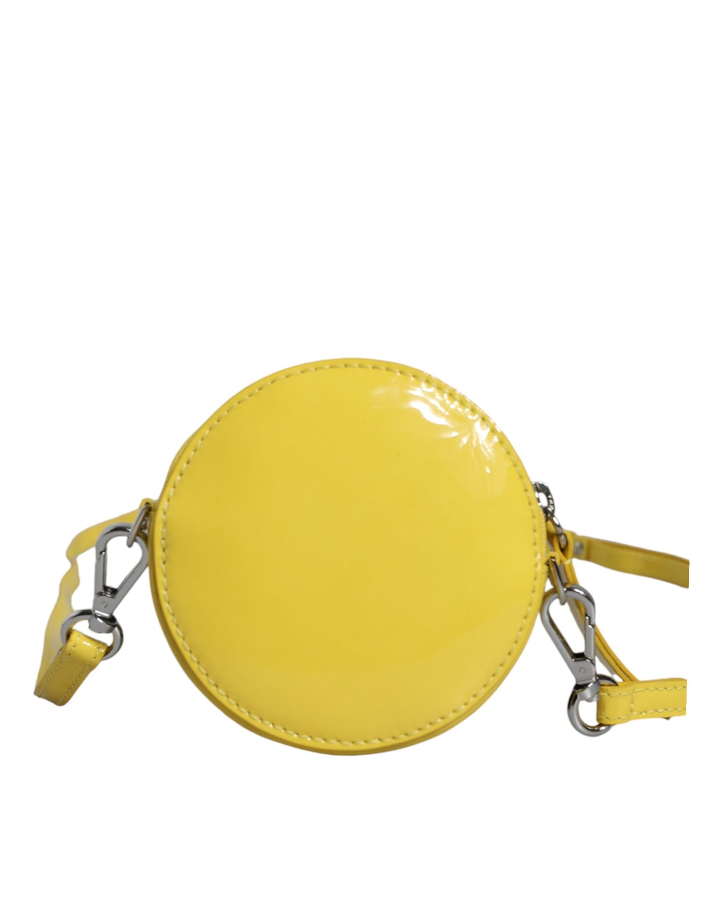 Sac à bandoulière rond en cuir jaune MSGM avec logo