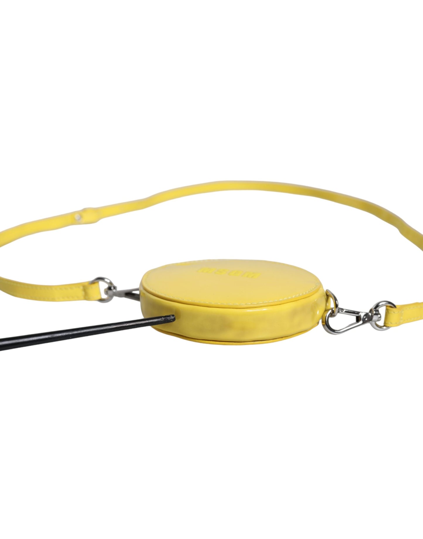 Sac à bandoulière rond en cuir jaune MSGM avec logo