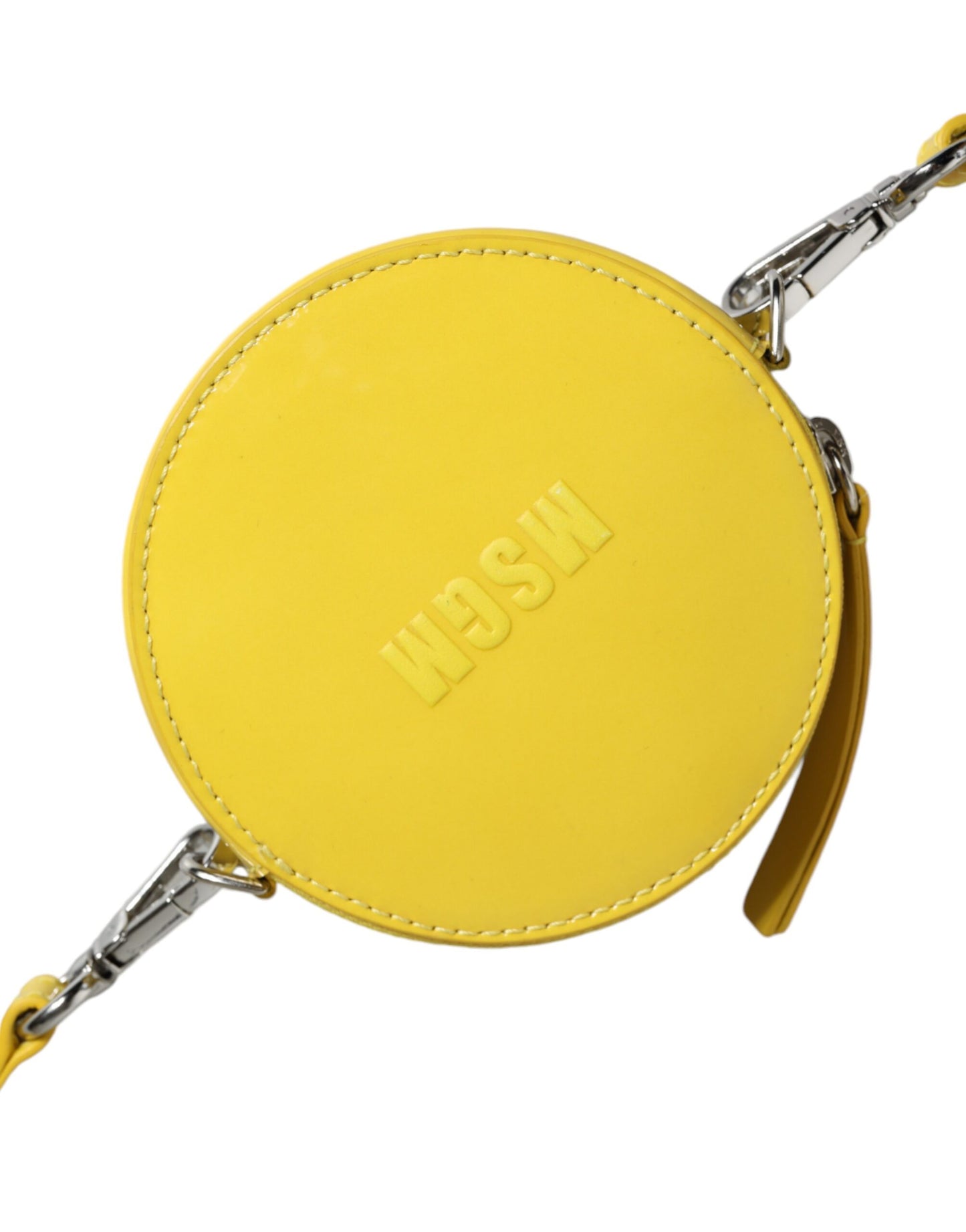 Sac à bandoulière rond en cuir jaune MSGM avec logo