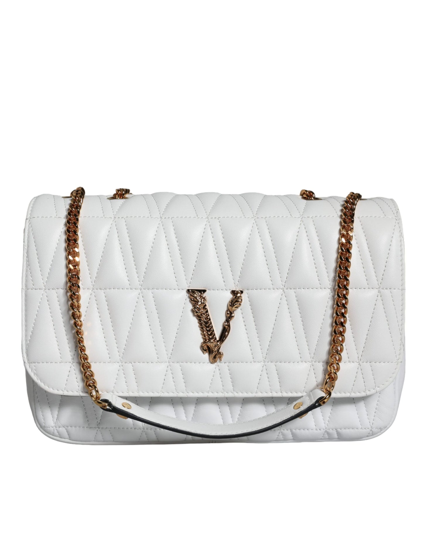 Mini sac à bandoulière en cuir nappa blanc Versace