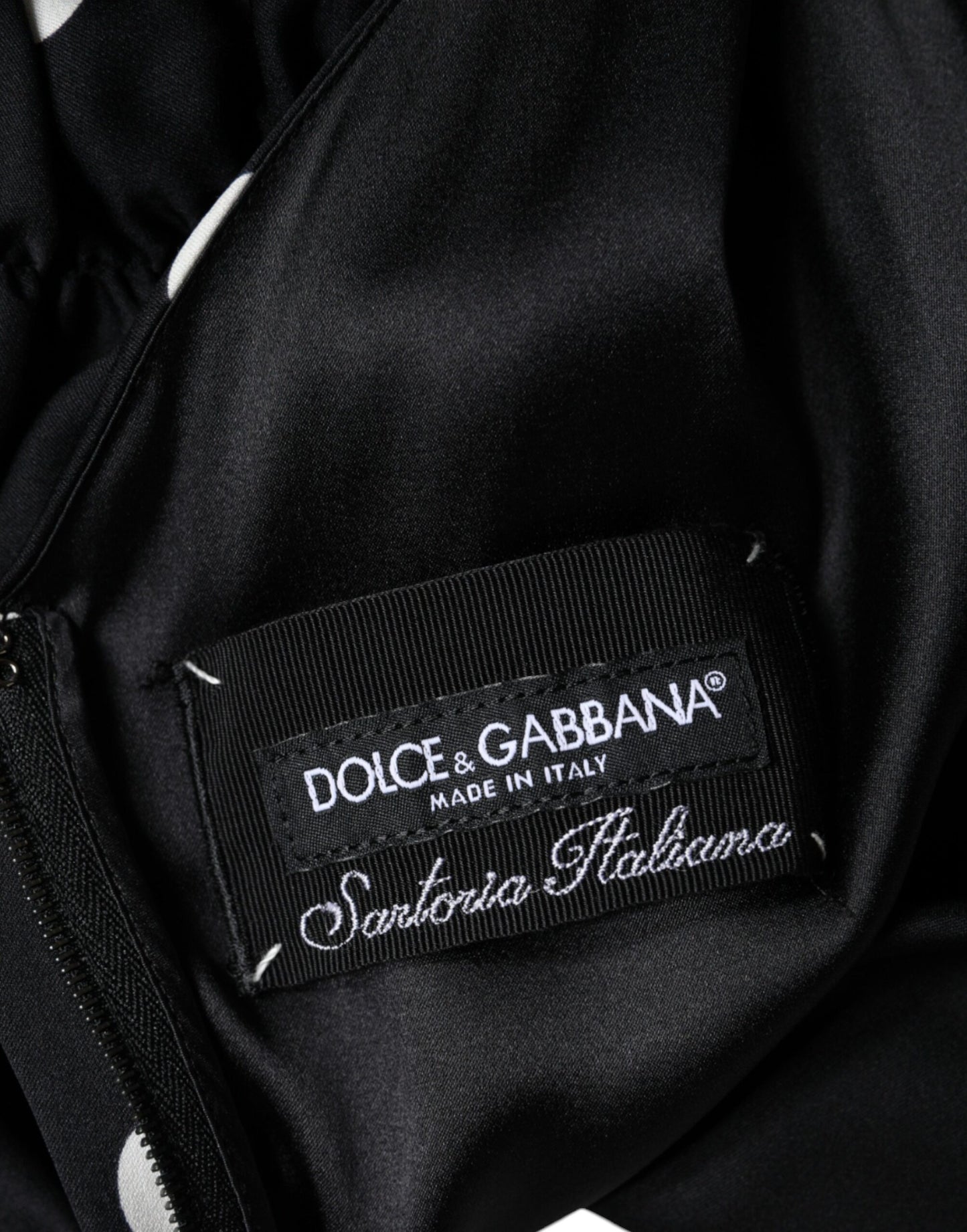 Dolce & Gabbana Black Silk Polka Dot V-neck Tassel Midi Dress by Dolce & Gabbana
