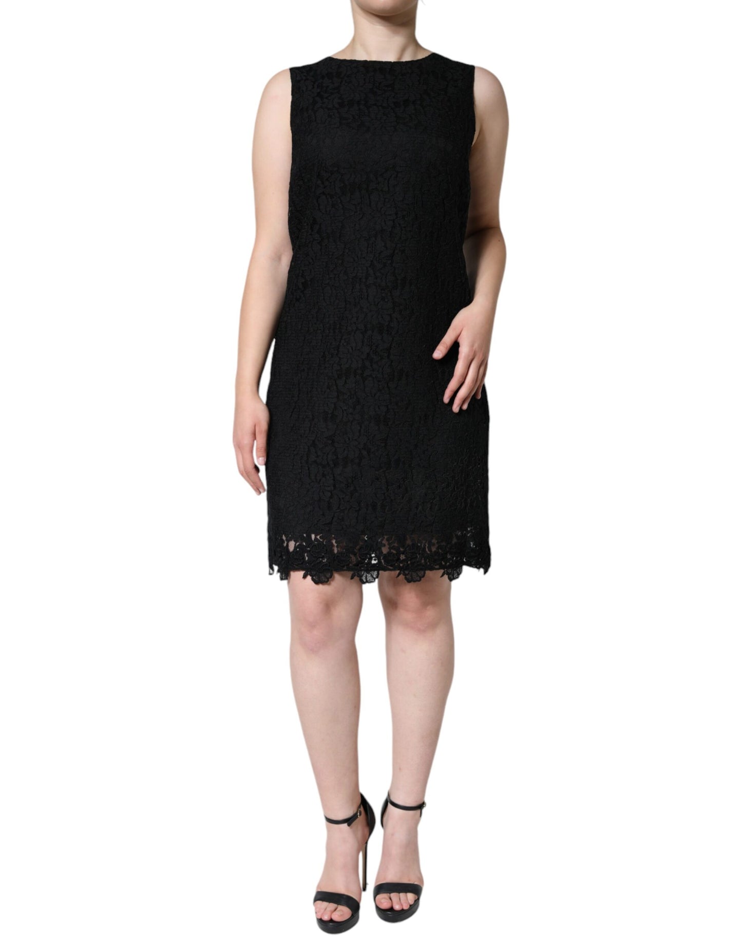 Dolce & Gabbana Black Floral Lace Sheath Sleeveless Mini Dress by Dolce & Gabbana