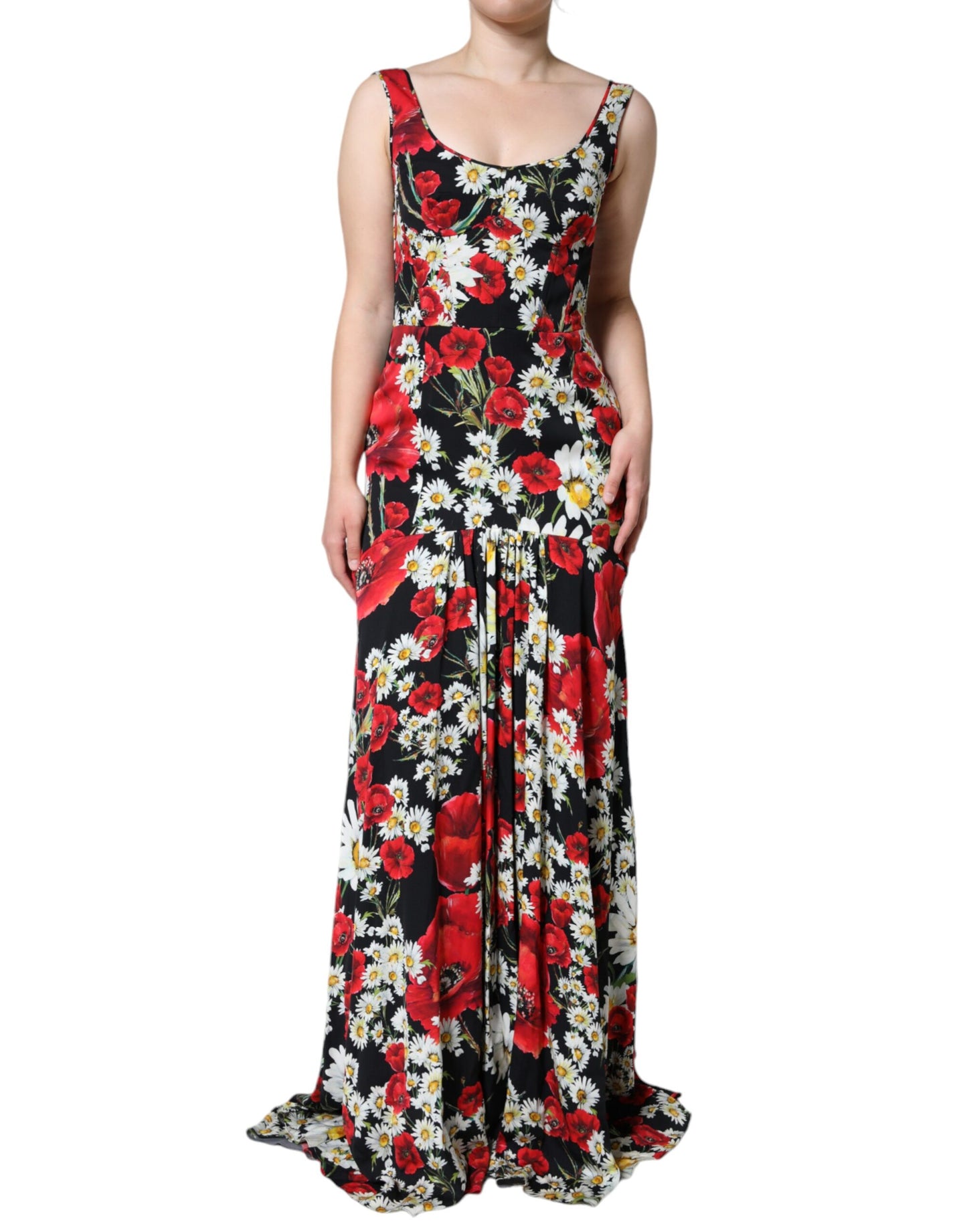 Dolce & Gabbana Black Floral Silk Sleeveless Long Gown Dress by Dolce & Gabbana