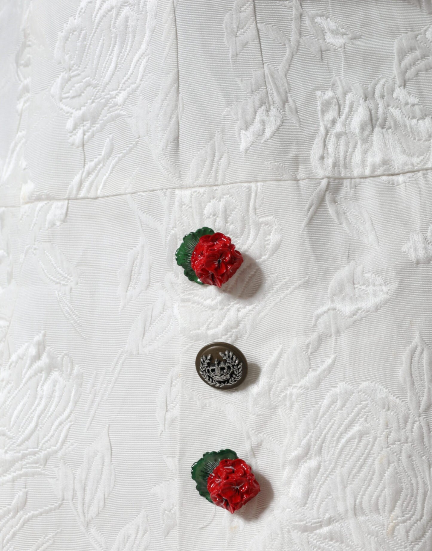 Mini-jupe à ornements en brocart floral blanc Dolce & Gabbana