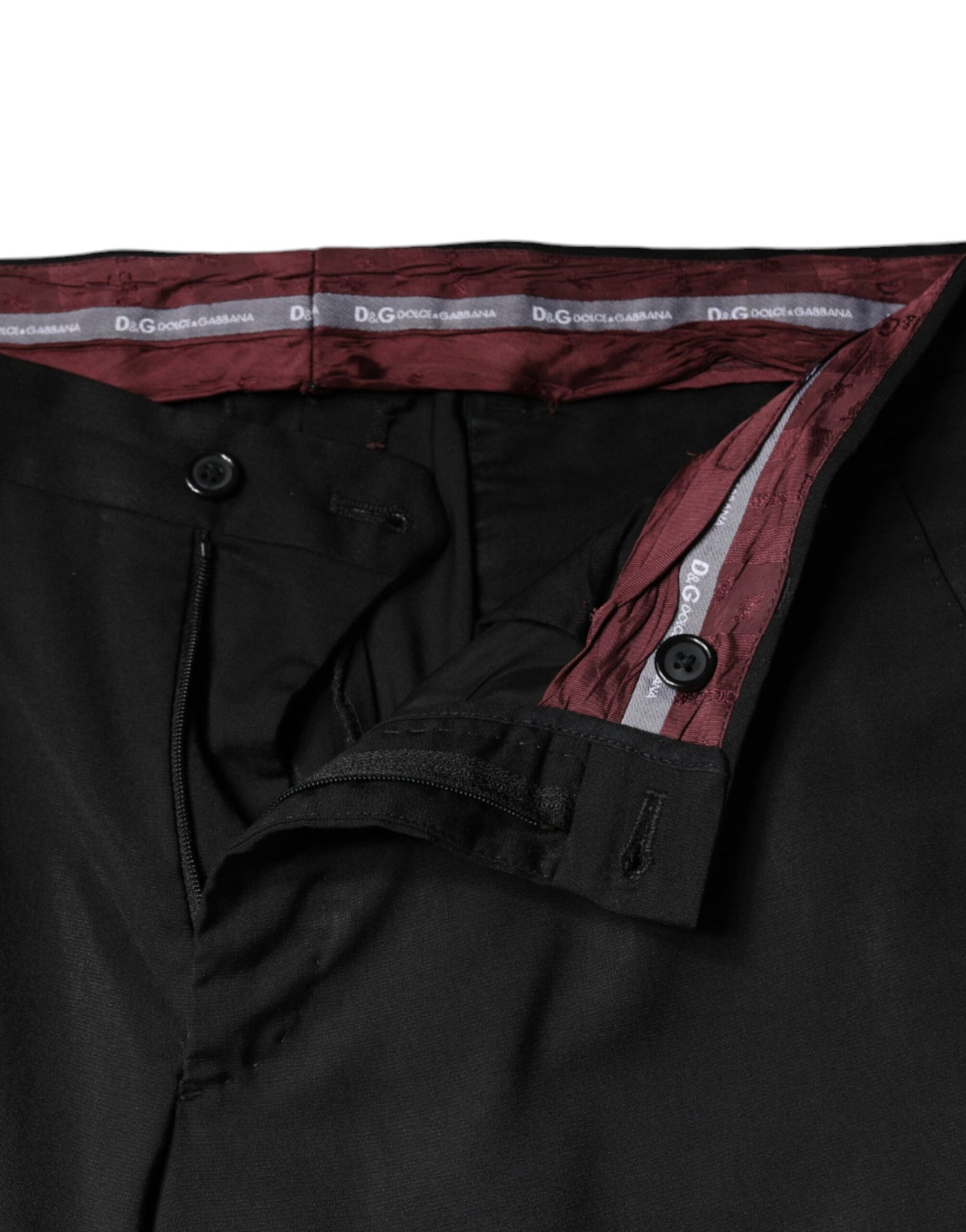 Dolce & Gabbana Black Polyester High Waist Tapered Pants by Dolce & Gabbana
