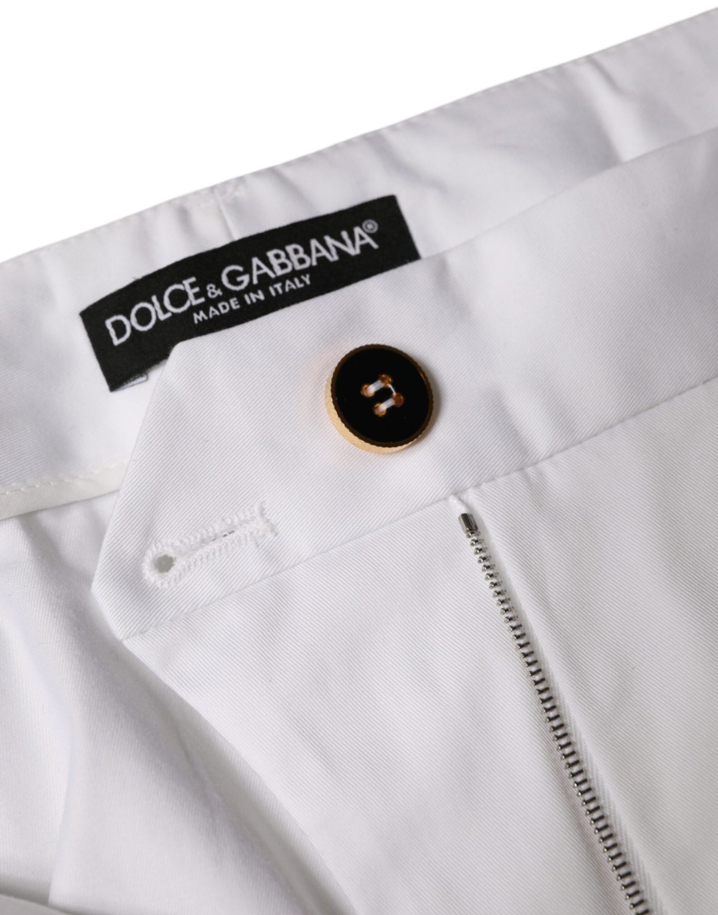Dolce & Gabbana White Cotton Mid Waist Tapered Denim Jeans by Dolce & Gabbana