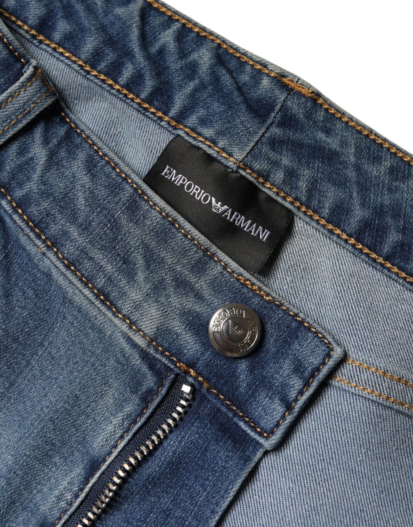 Emporio Armani Blue Washed High Waisted Skinny Women Denim Jeans by Emporio Armani