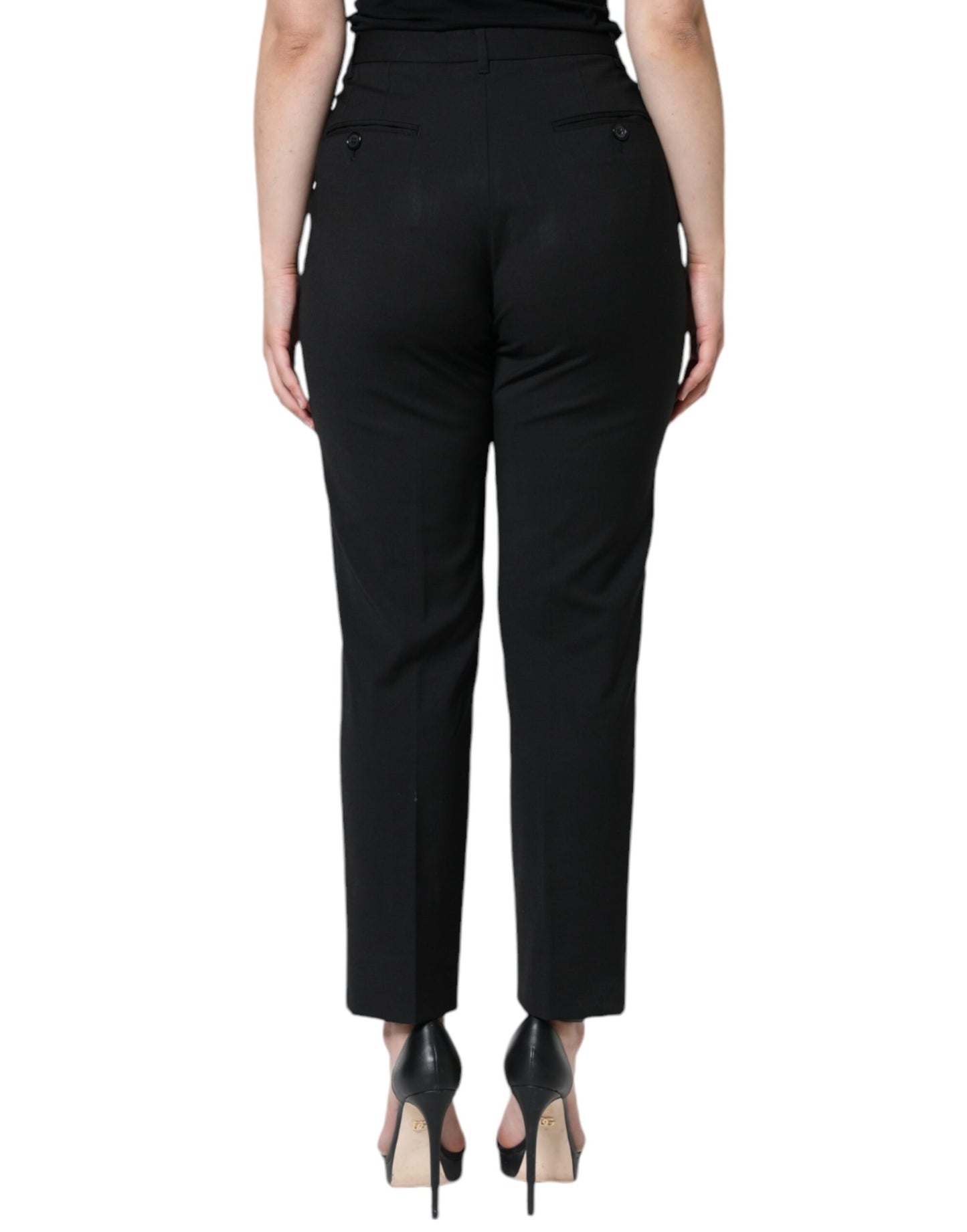 Dolce & Gabbana Black High Waist Tapered Pants by Dolce & Gabbana