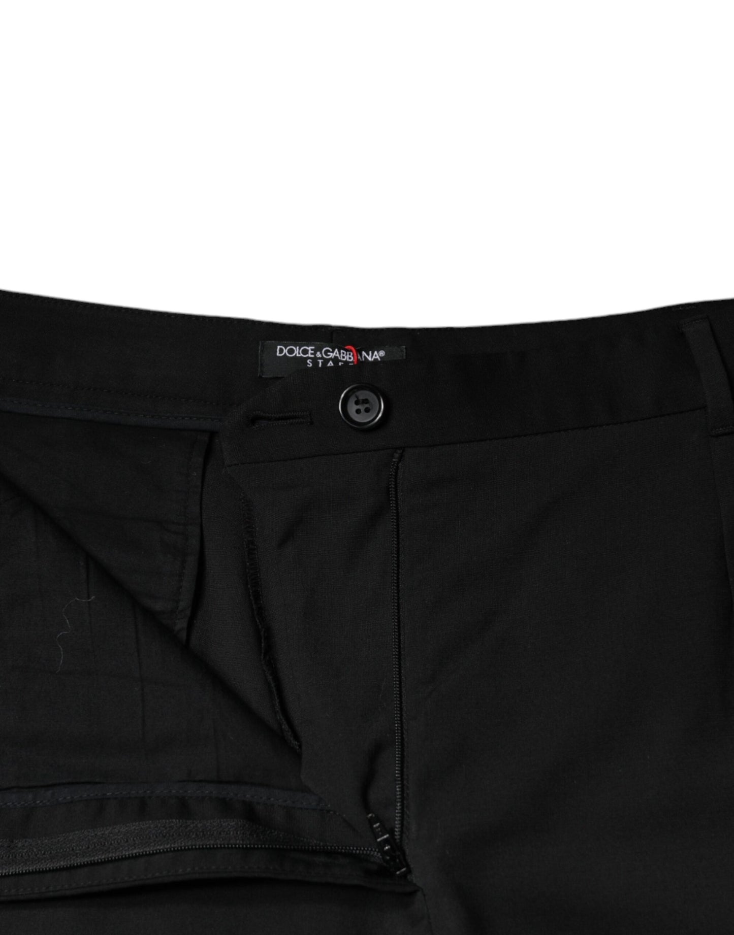 Dolce & Gabbana Black High Waist Tapered Pants by Dolce & Gabbana