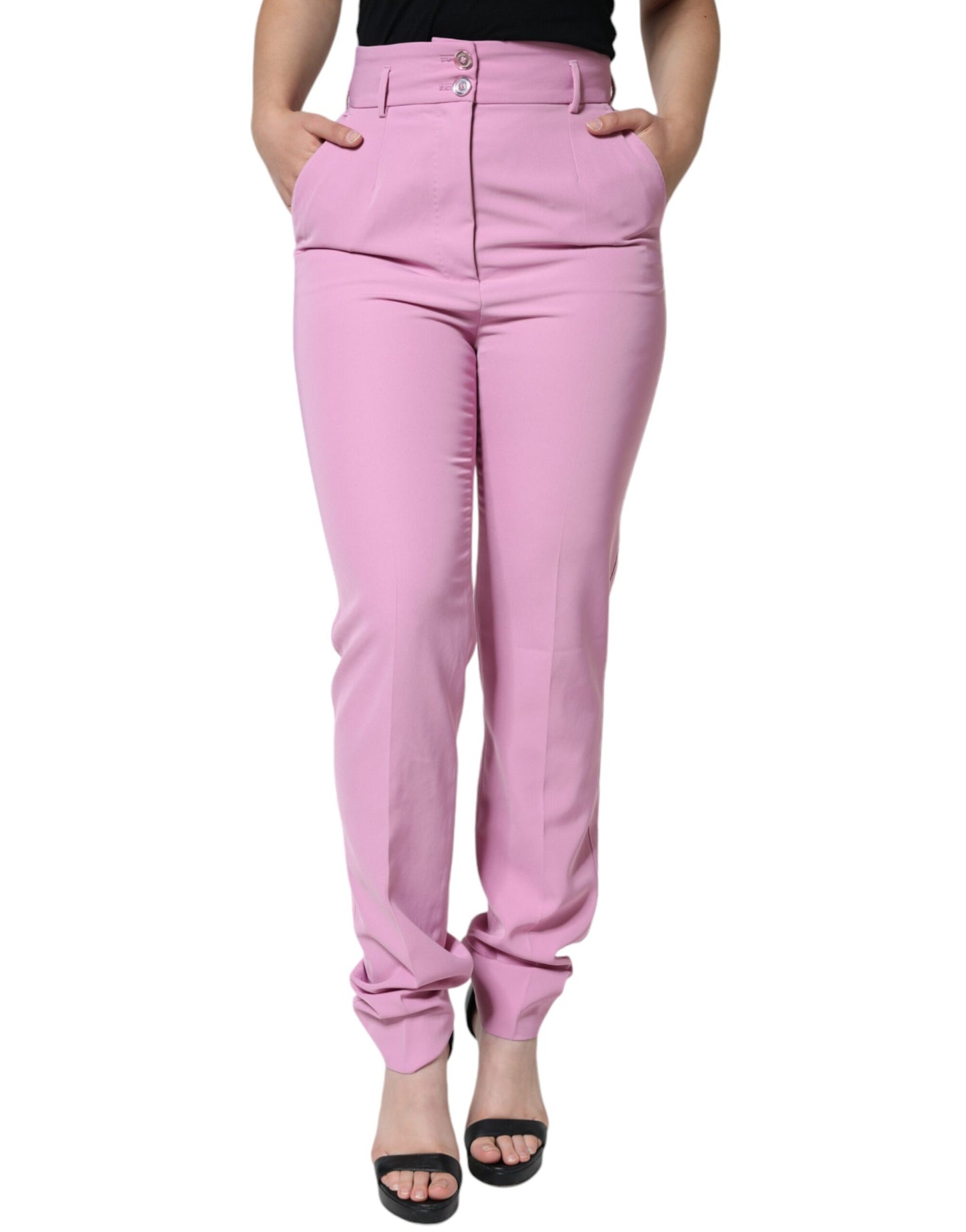Dolce & Gabbana Pink Polyester High Waist Women Tapered Pants by Dolce & Gabbana
