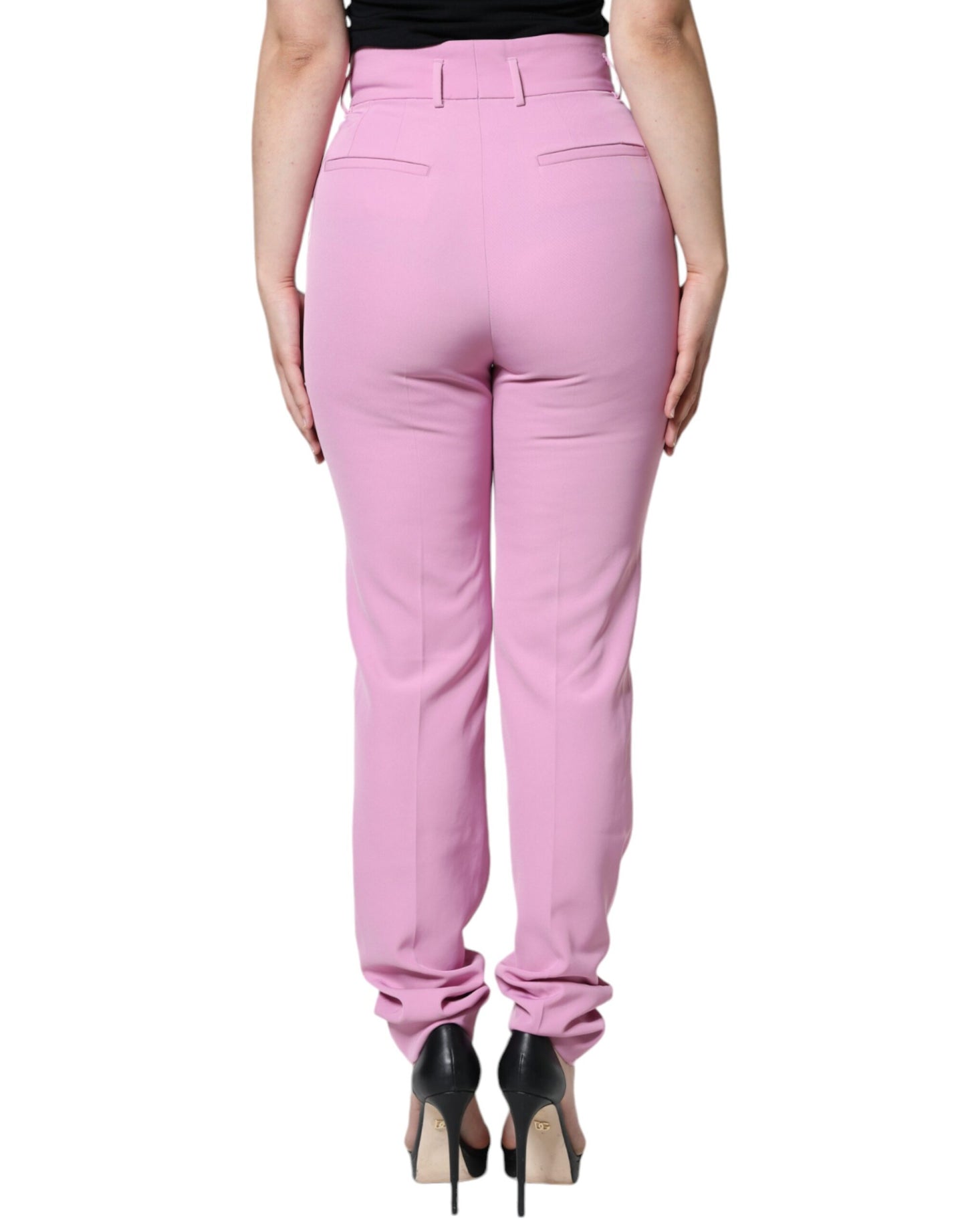 Dolce & Gabbana Pink Polyester High Waist Women Tapered Pants by Dolce & Gabbana