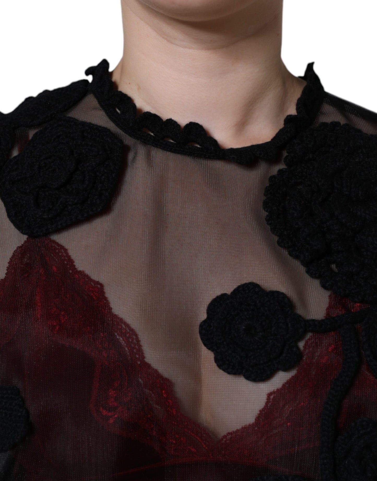 Dolce & Gabbana Black Nylon Mesh Transparent Floral Blouse by Dolce & Gabbana
