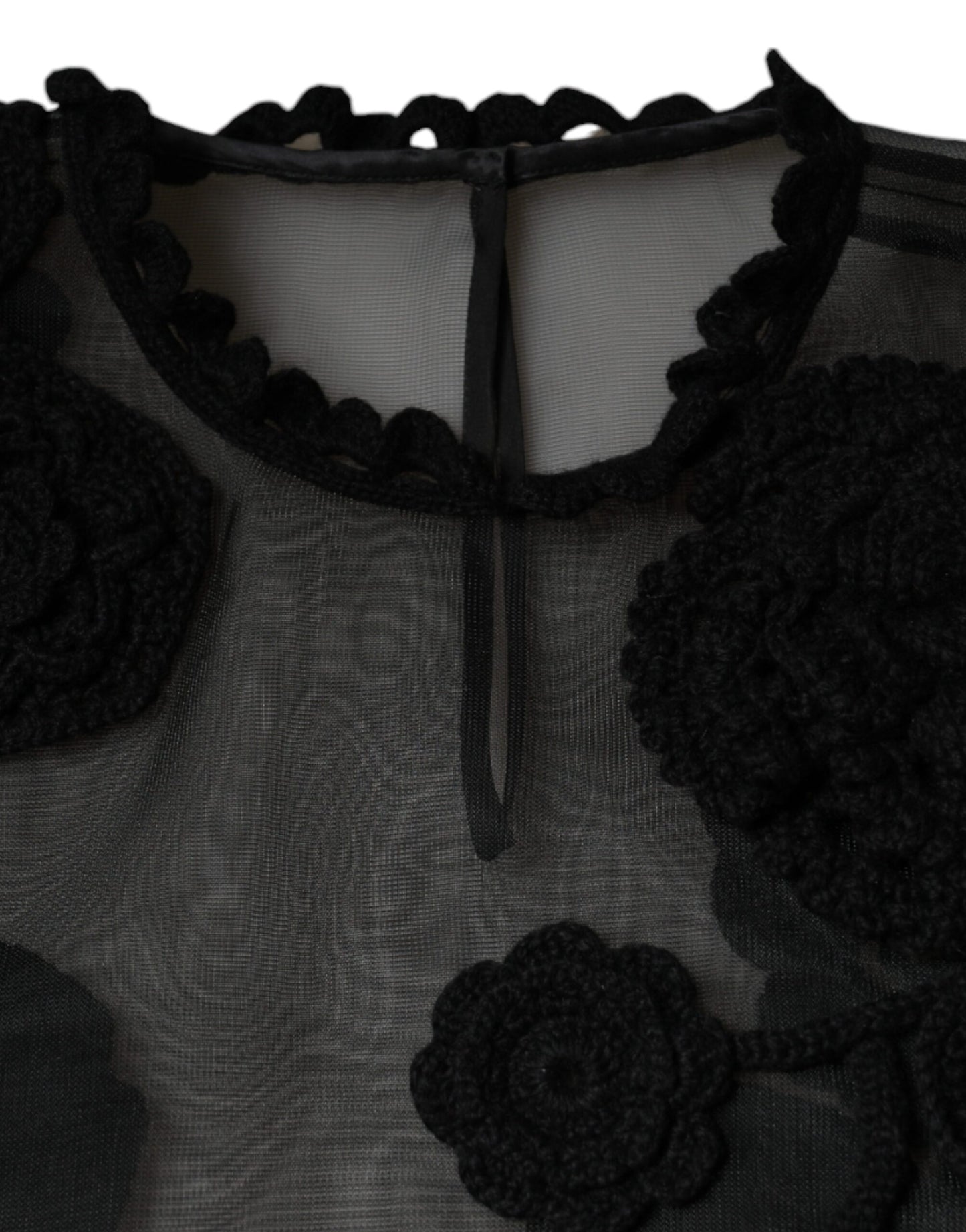 Dolce & Gabbana Black Nylon Mesh Transparent Floral Blouse by Dolce & Gabbana