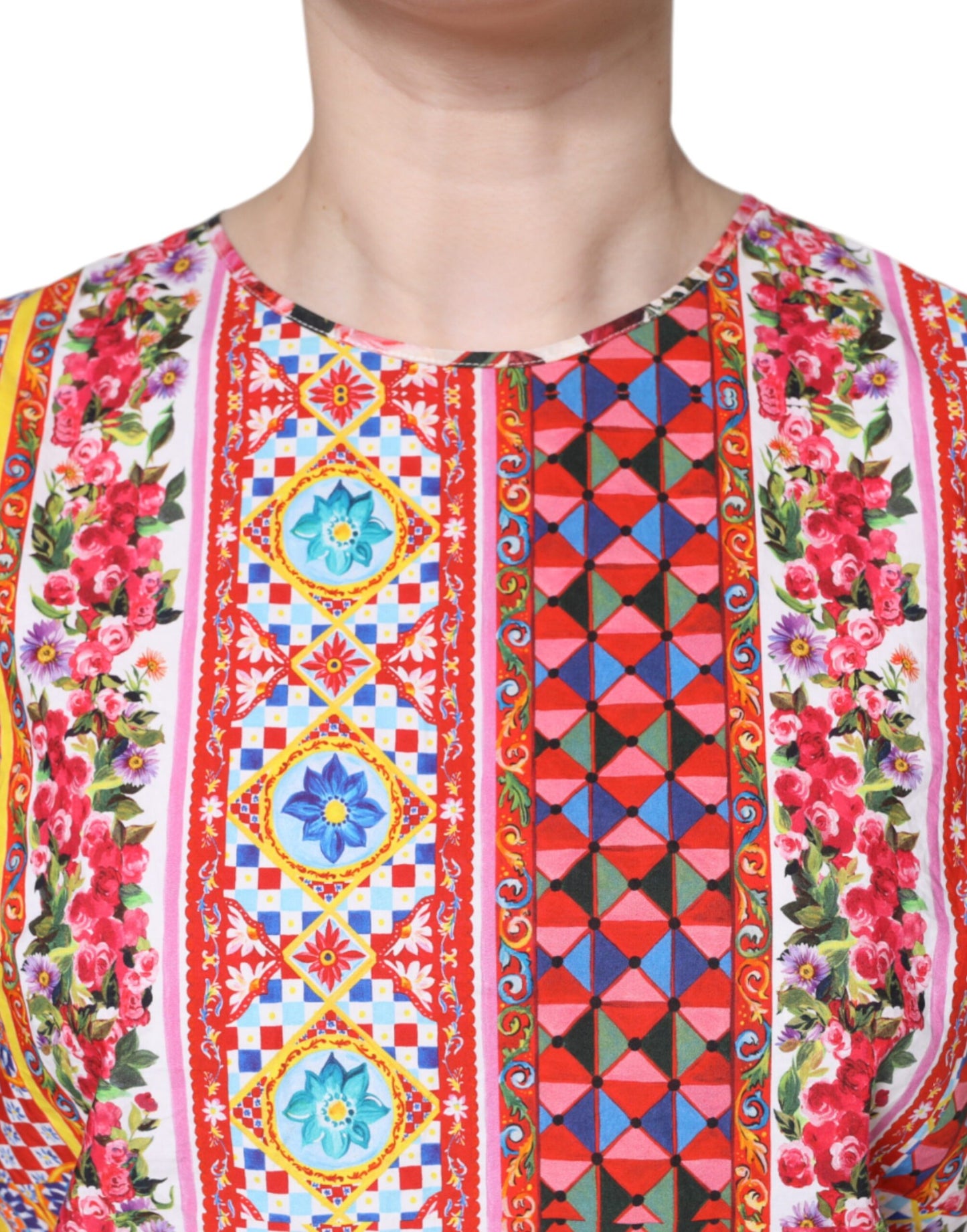 Dolce & Gabbana Multicolor Cotton Carretto Floral Tank Top by Dolce & Gabbana