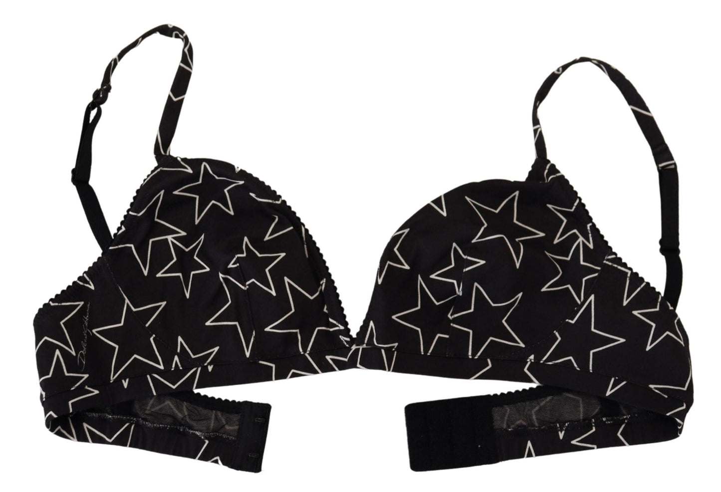 Soutien-gorge sans armatures en coton noir Dolce & Gabbana Millennials Star