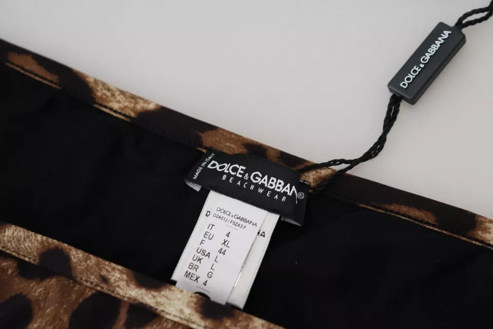 Maillot de bain Dolce & Gabbana marron à imprimé léopard