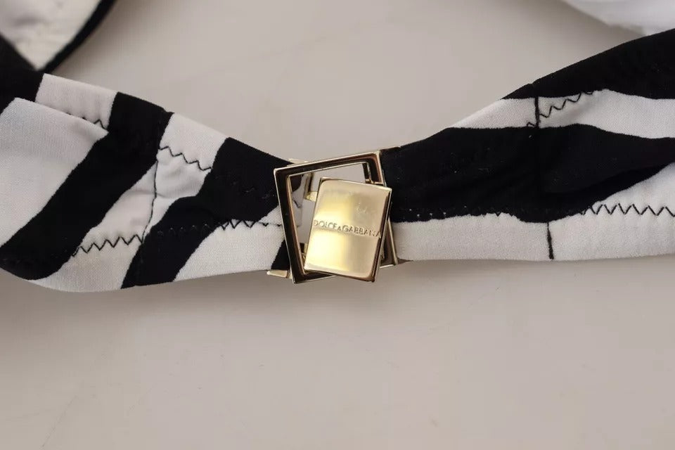 Haut de bikini bandeau Dolce & Gabbana à imprimé zèbre noir et blanc