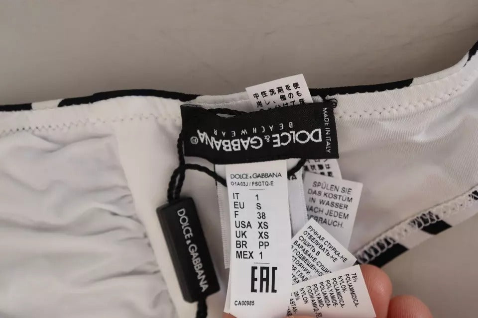 Haut de bikini bandeau Dolce & Gabbana à imprimé zèbre noir et blanc