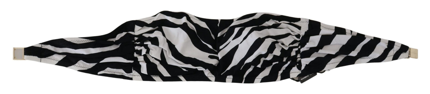 Haut de bikini bandeau Dolce & Gabbana à imprimé zèbre noir et blanc