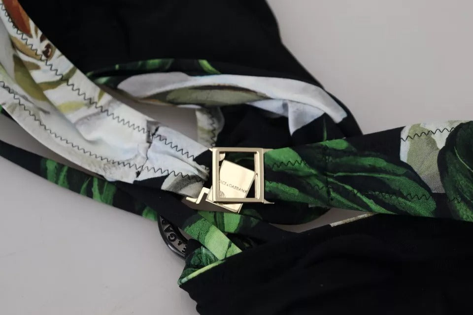 Haut de bikini dos nu à fleurs noires Dolce & Gabbana