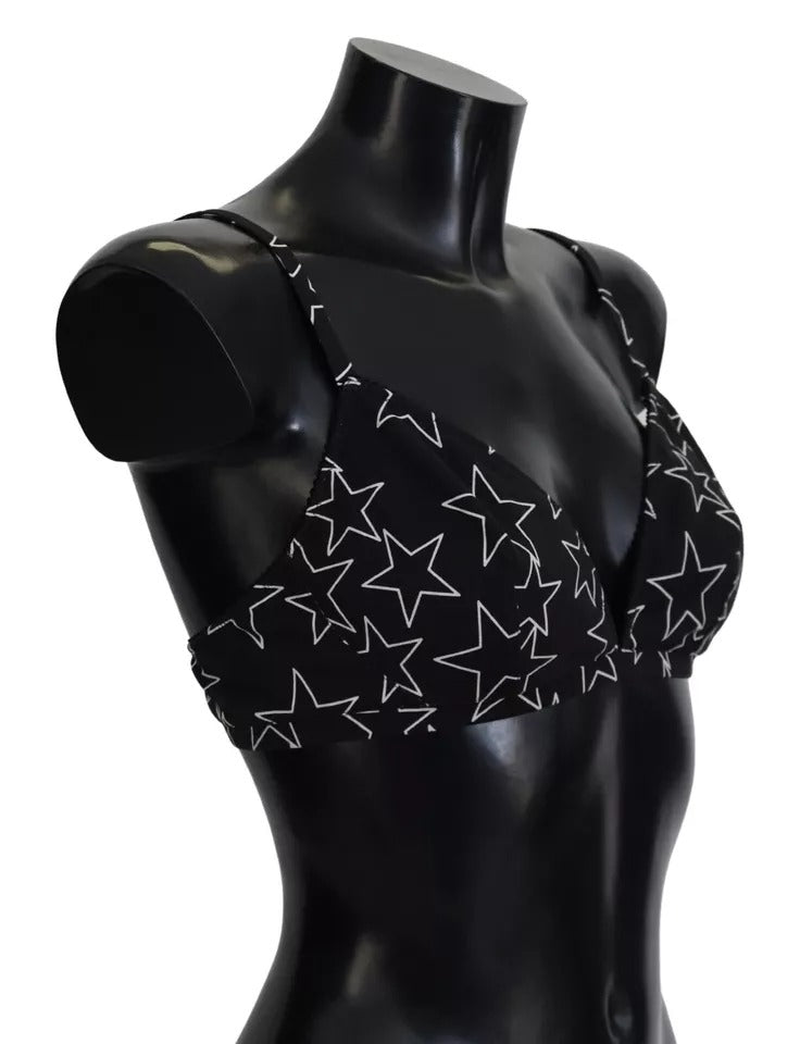 Soutien-gorge sans armatures en coton noir Dolce & Gabbana Millennials Star