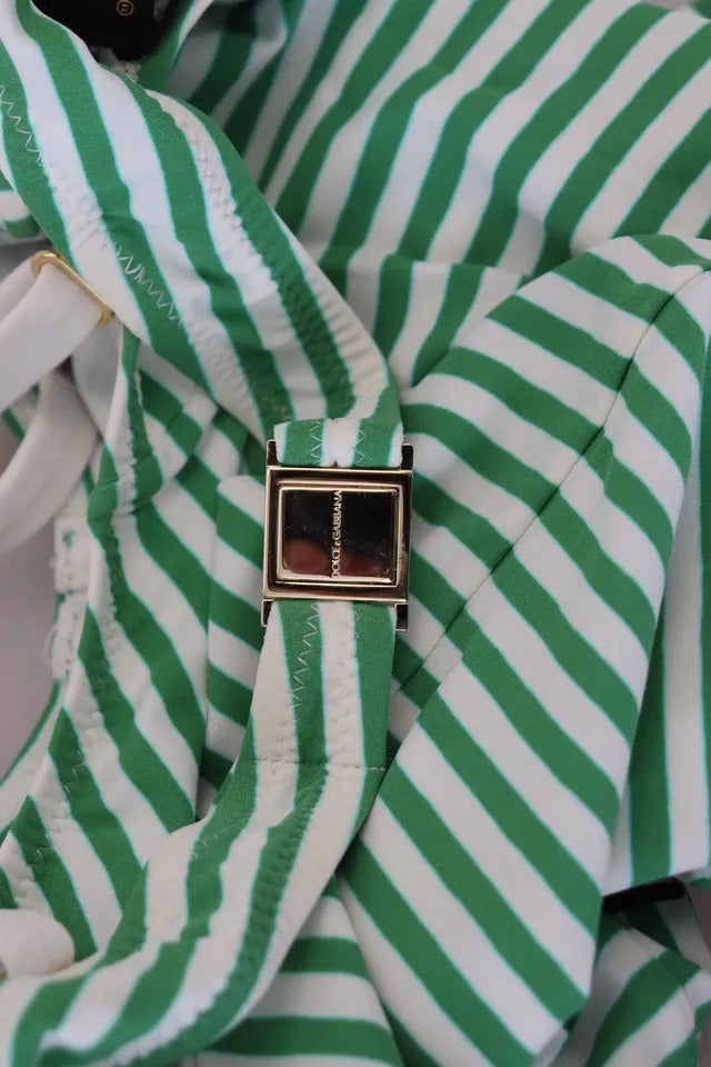 Maillot de bain une pièce Dolce & Gabbana à rayures blanches et vertes