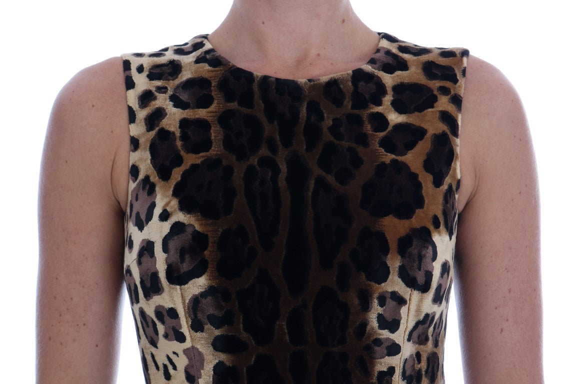 Robe fourreau mini léopard sans manches Dolce & Gabbana