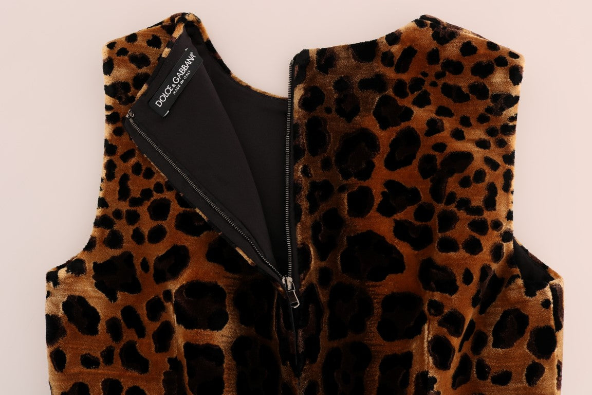 Robe fourreau mini léopard sans manches Dolce & Gabbana