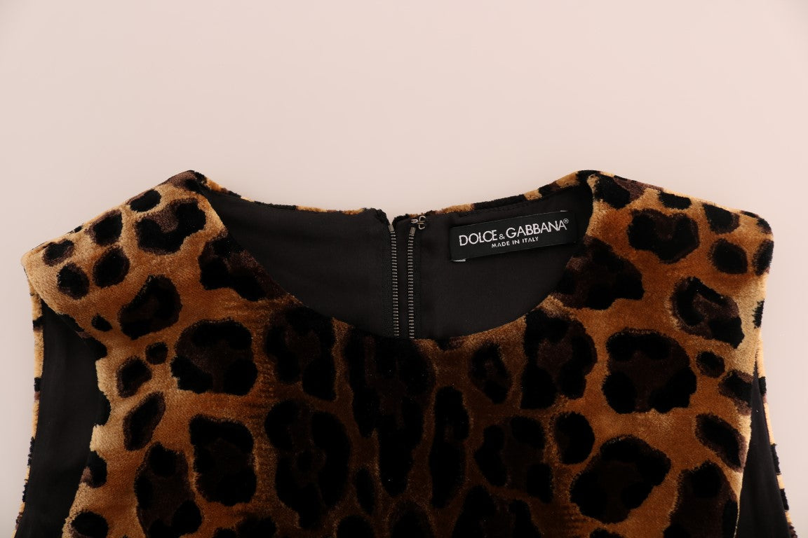 Robe fourreau mini léopard sans manches Dolce & Gabbana