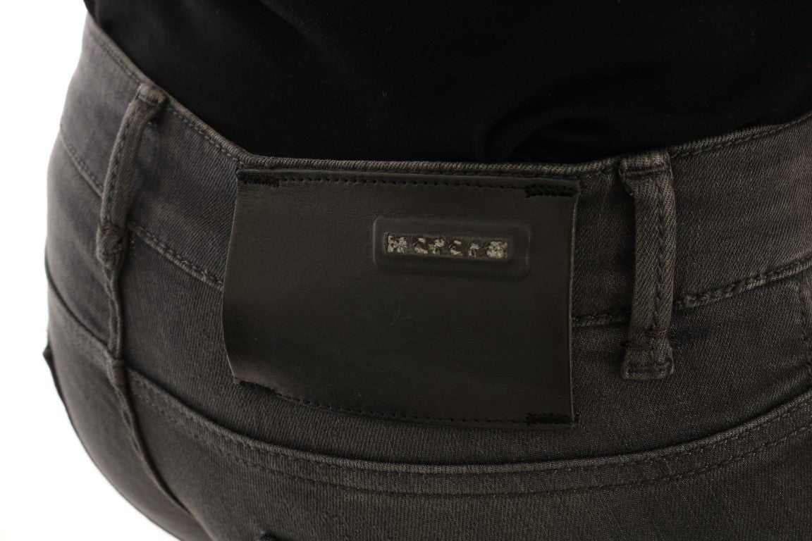 Eight Gray Cotton Slim Fit Denim Jeans