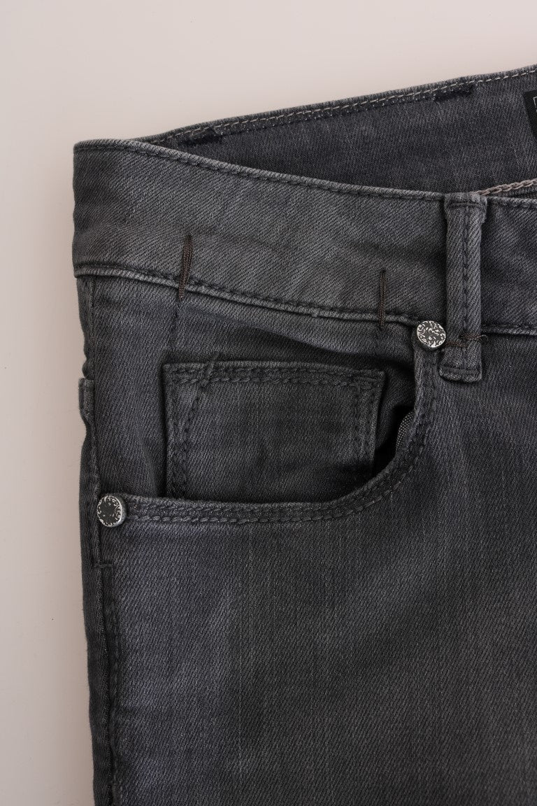 Eight Gray Cotton Slim Fit Denim Jeans