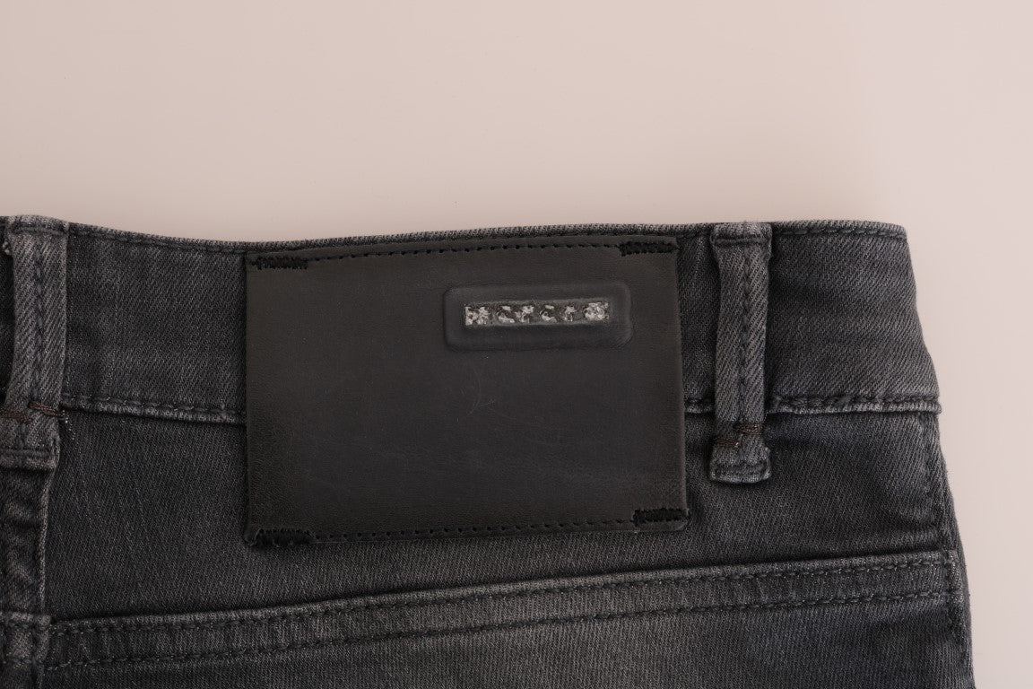 Eight Gray Cotton Slim Fit Denim Jeans