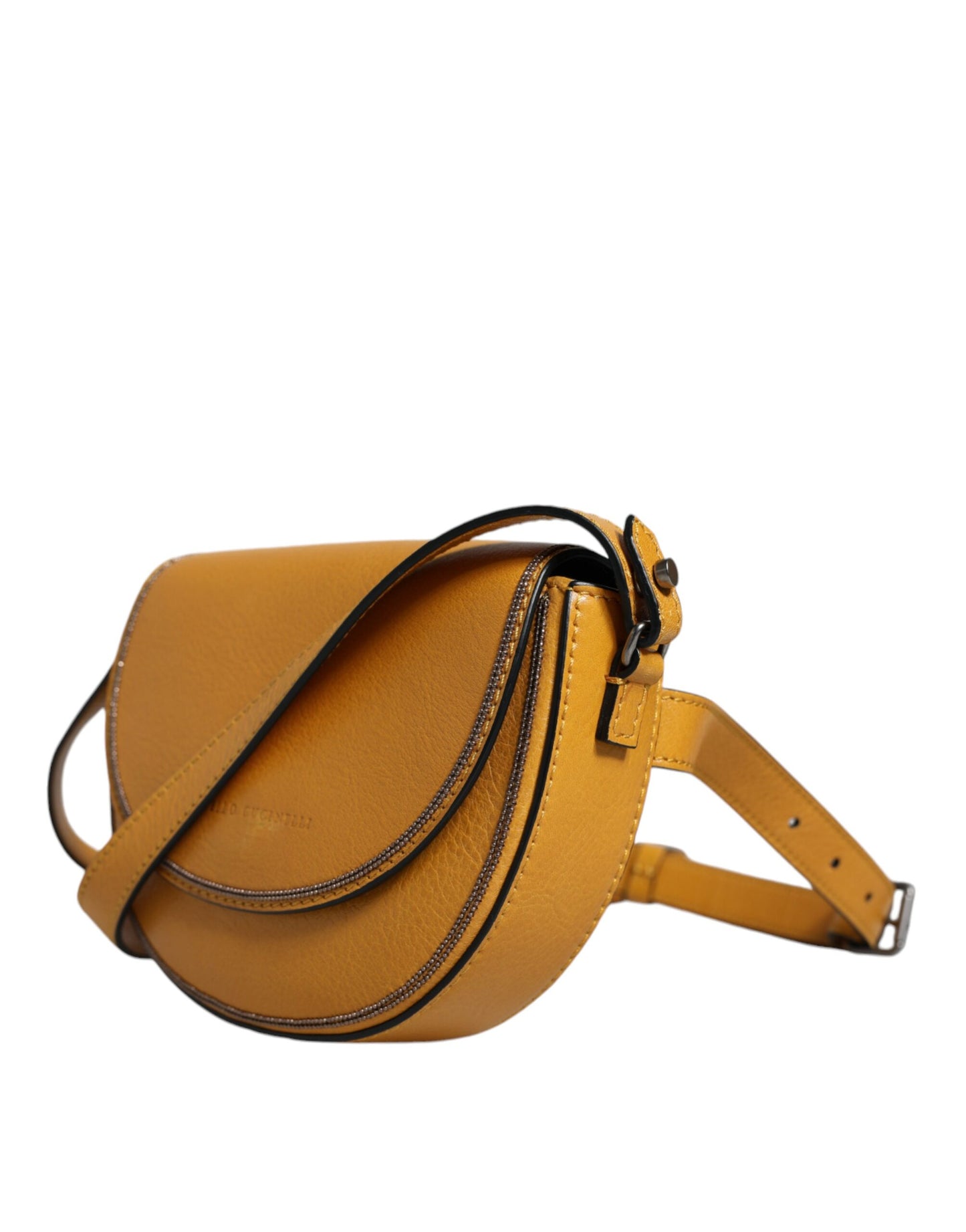 Sac bandoulière en cuir marron clair avec logo Brunello Cucinelli