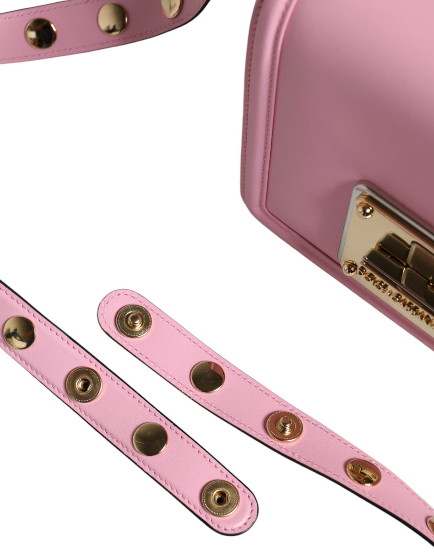Sac bandoulière clouté en cuir rose pâle LOLA de Dolce & Gabbana