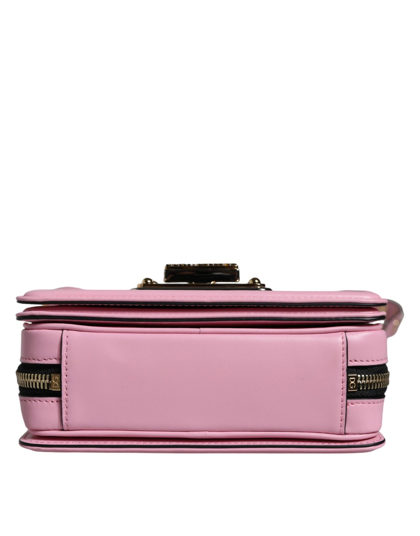 Sac bandoulière clouté en cuir rose pâle LOLA de Dolce & Gabbana