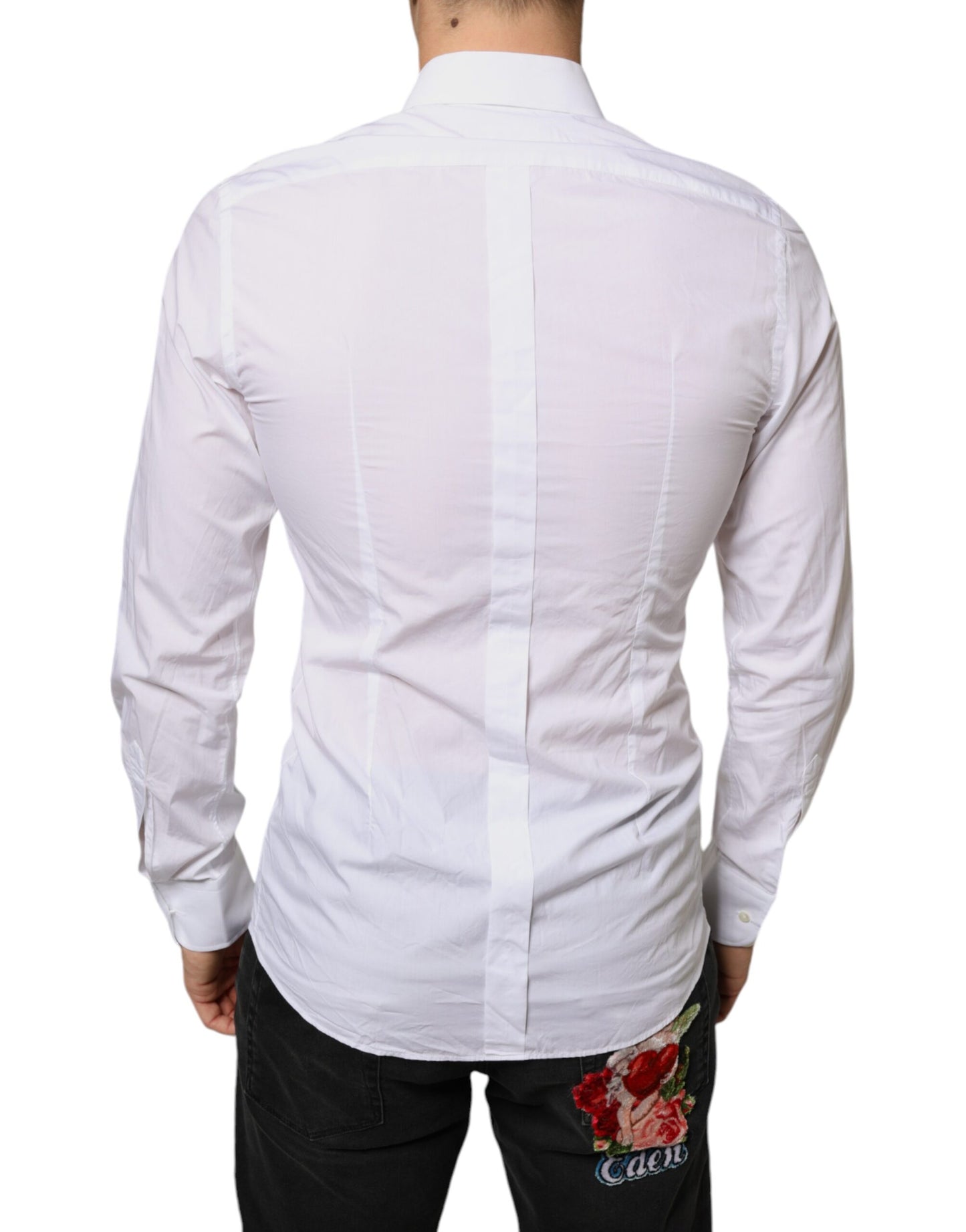 Dolce & Gabbana White Bib Cotton Poplin Formal Dress Shirt by Dolce & Gabbana