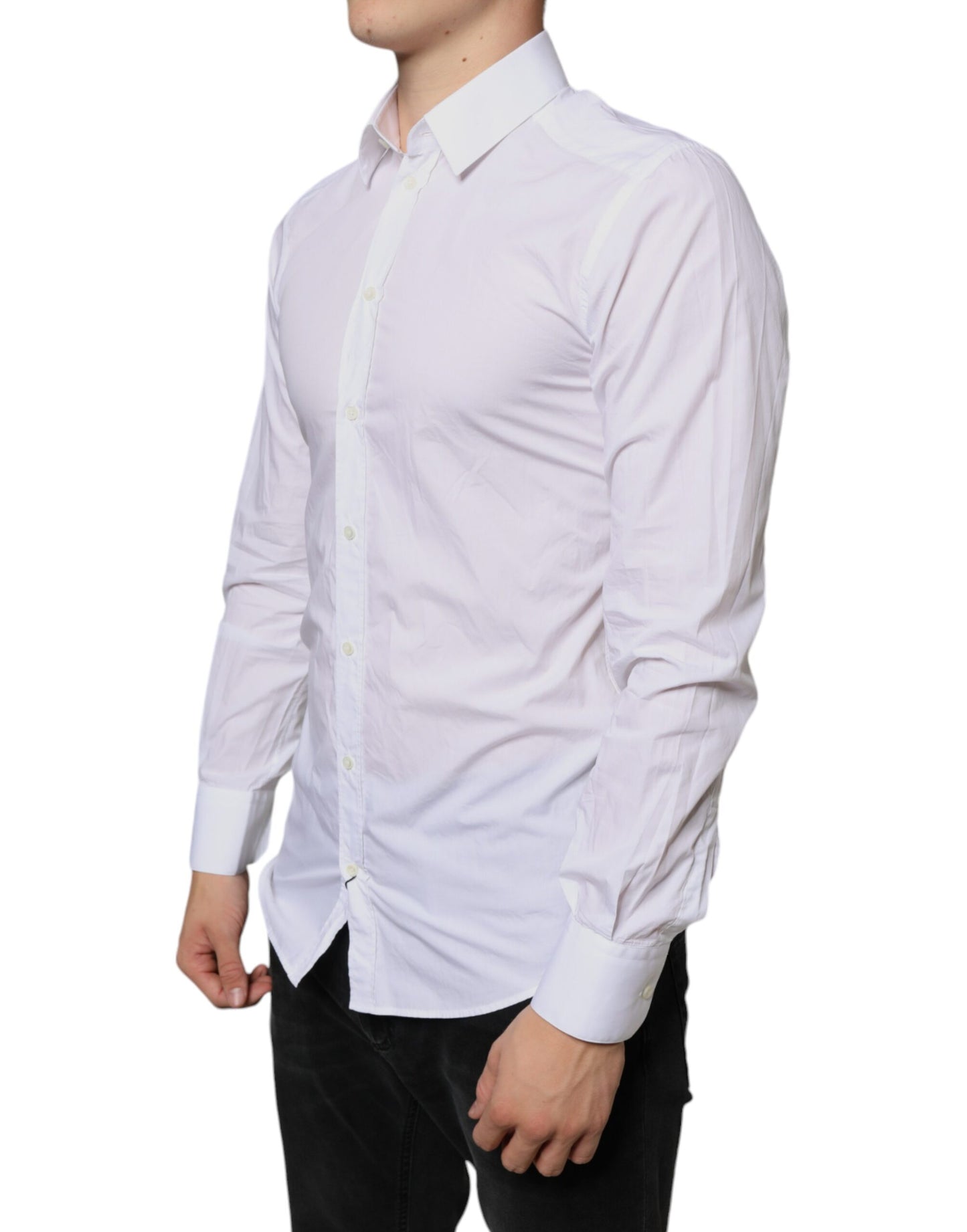 Dolce & Gabbana White Cotton Collared Men Formal Dress Shirt by Dolce & Gabbana