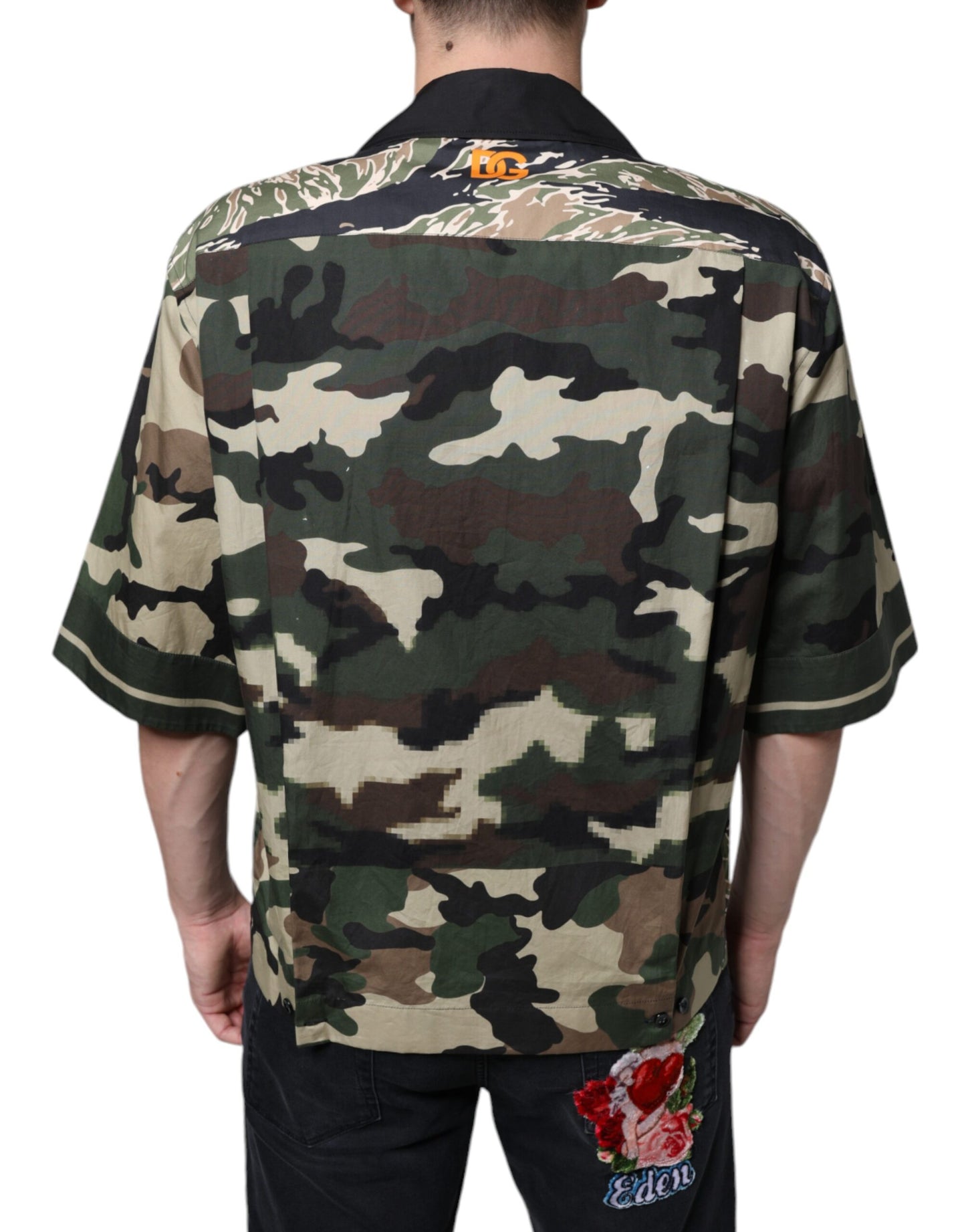 Dolce & Gabbana Multicolor Camouflage Button Down Men Casual Shirt by Dolce & Gabbana