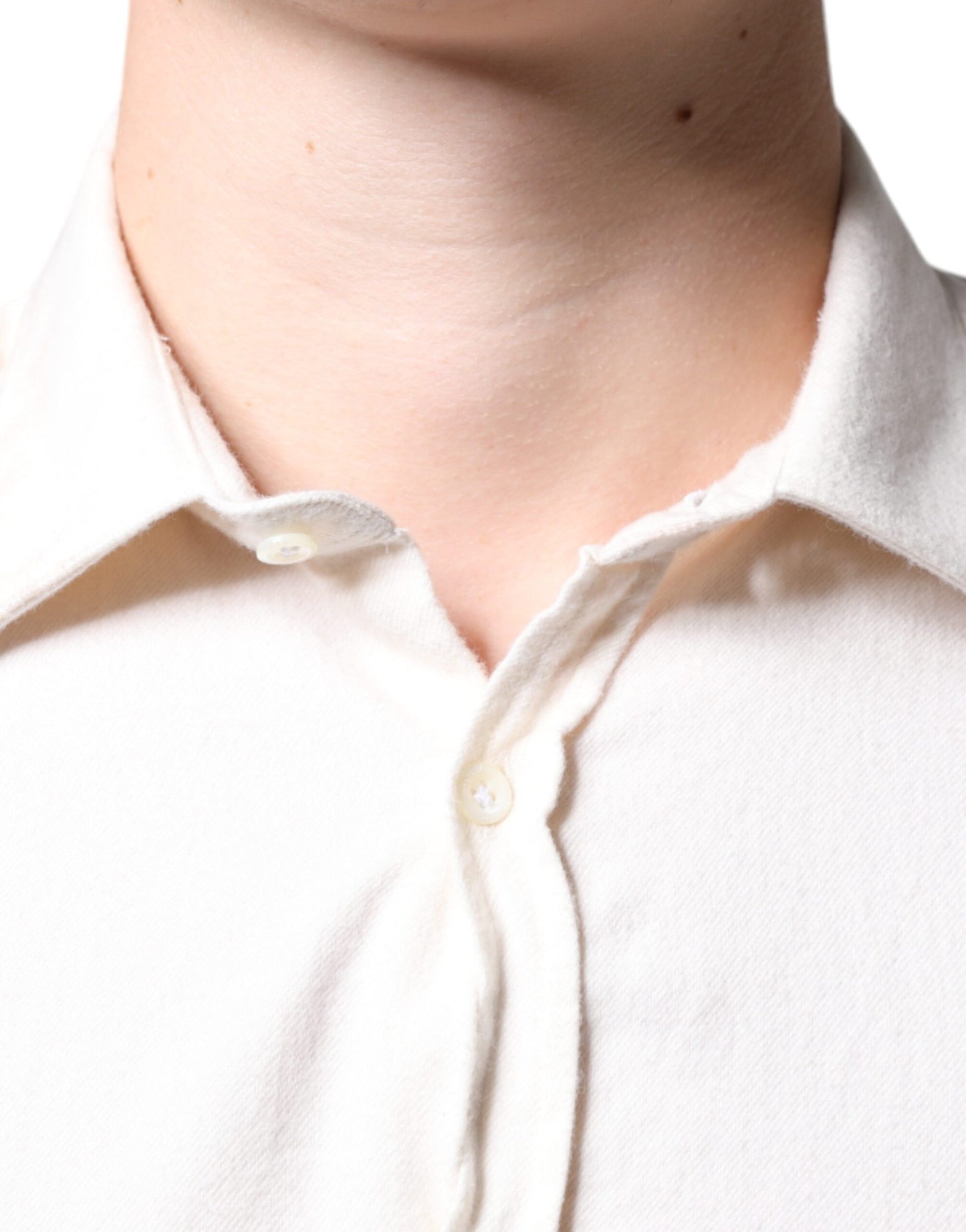 Chemise habillée homme AGLINI en coton blanc cassé avec col