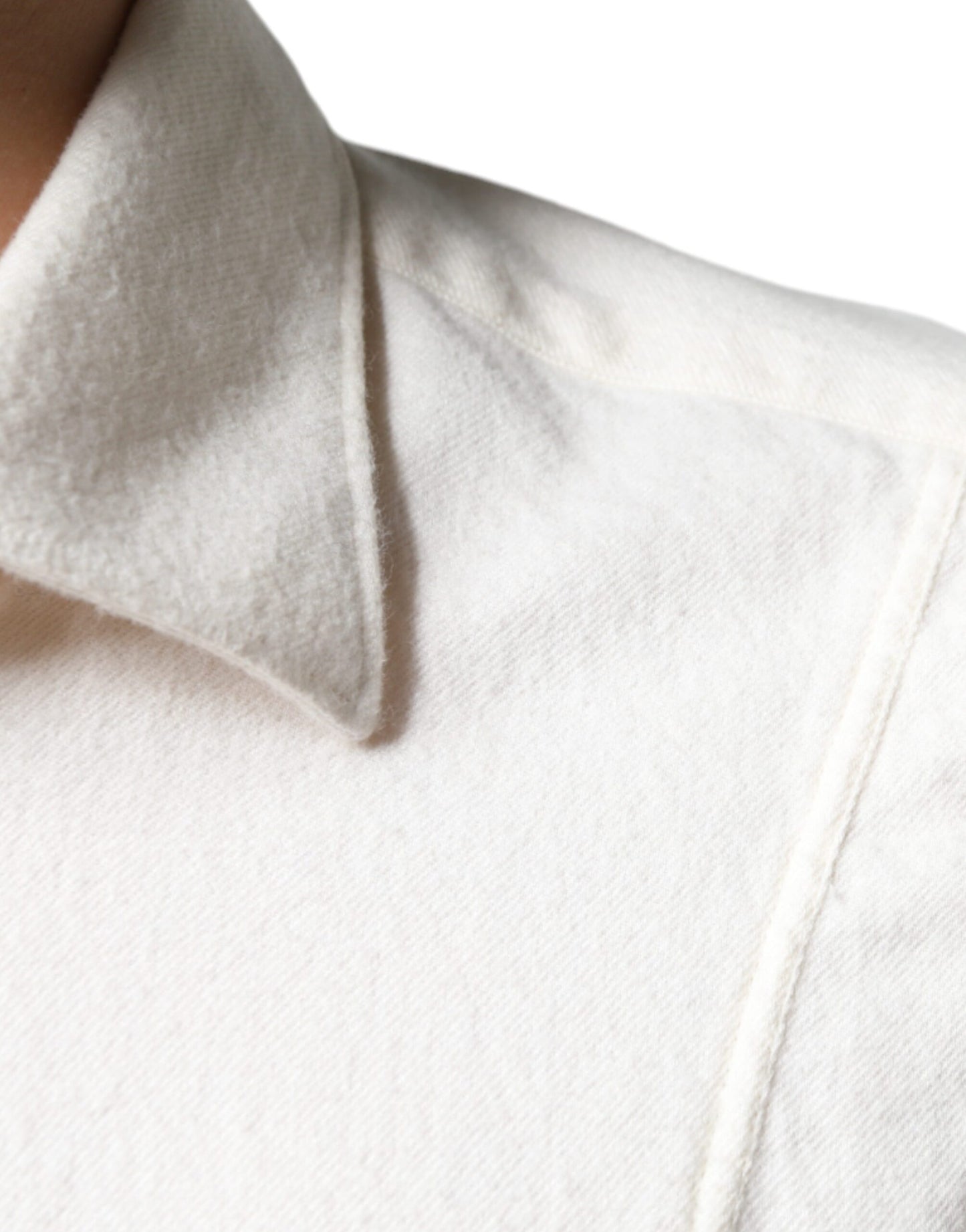 Chemise habillée homme AGLINI en coton blanc cassé avec col